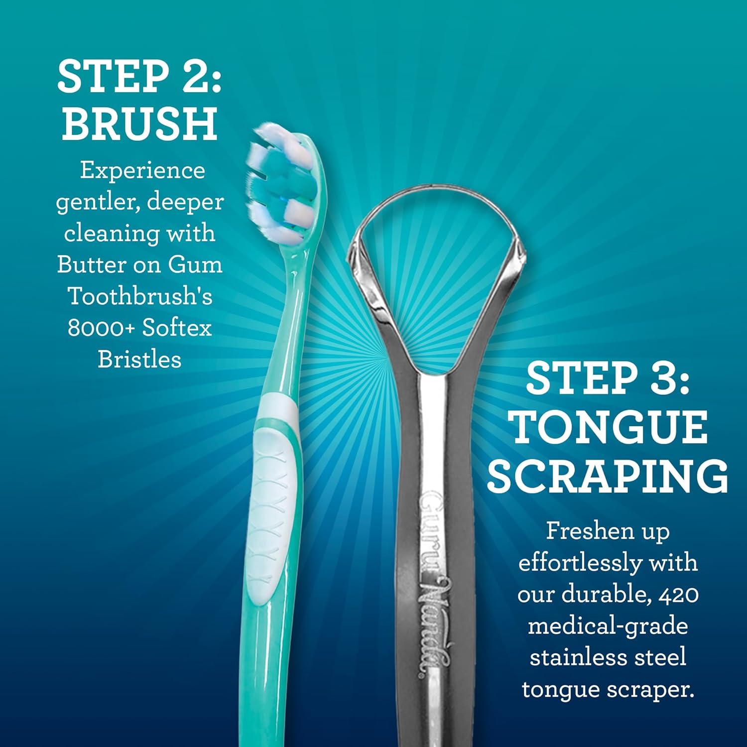 imageGuruNanda 7Step Regimen 10 Oil Pulling Toothbrush Tongue Scraper Floss Water Flosser Mouthwash Whitening Strips for Complete Oral Care Pack of 8