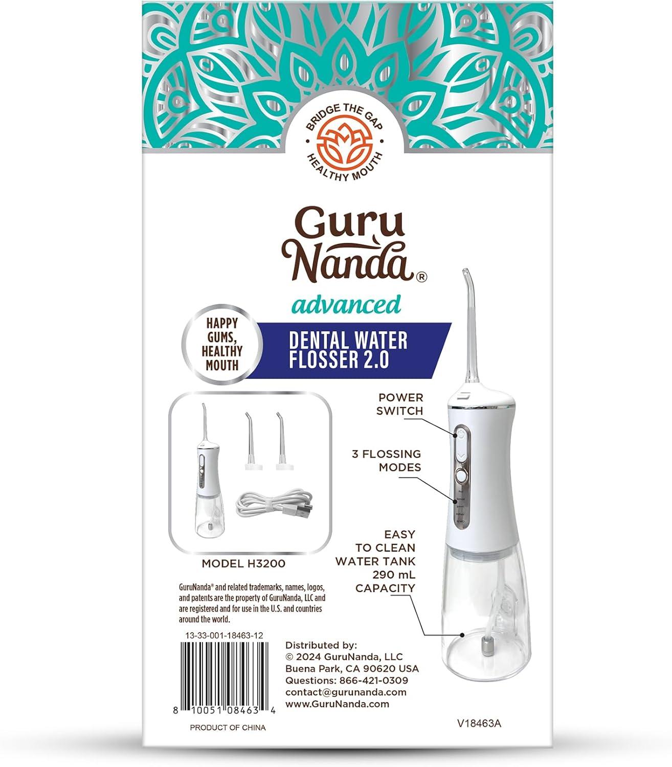 imageGuruNanda Advanced Dental Water Flosser 20 with UV Mode Cordless and Portable 290 ml Water Tank 3 Modes Rechargeable for Healthy Teeth and Gums