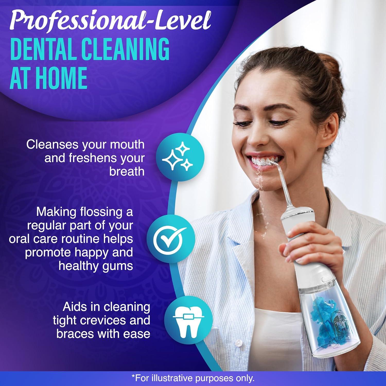 imageGuruNanda Advanced Dental Water Flosser 30 with UV Mode Water Flosser ampamp 24 Aquapods with Mouthwash for Fresh Breath ampamp Plaque Removal Compact ampamp TSAApproved