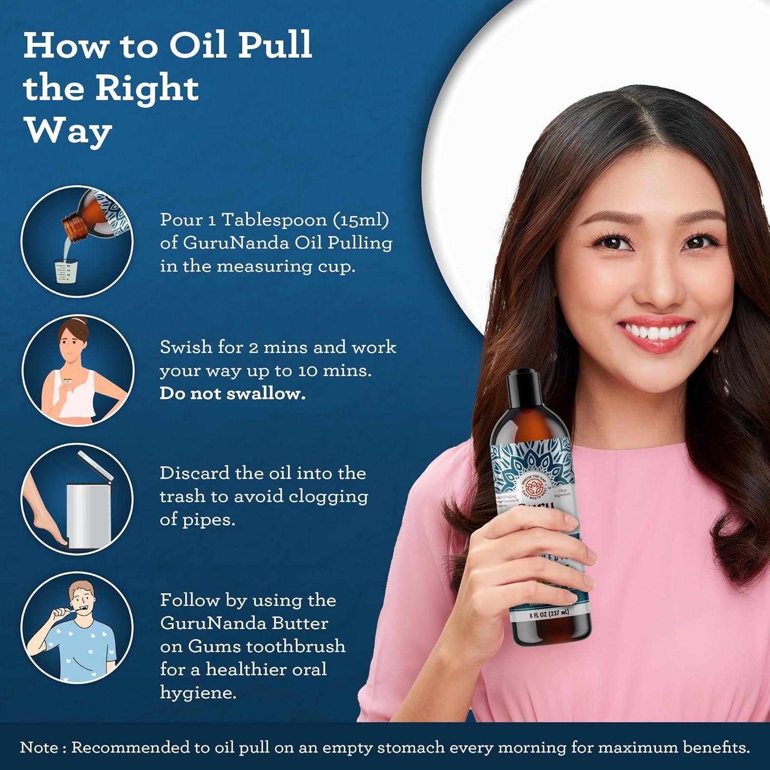 imageGuruNanda Advanced Formula Oil Pulling with Tongue Scraper Original Oil Pulling Mickey Ds Coconut and Peppermint Oil Pulling ampamp Express Whitening Strips for Fresh Breath ampamp Healthy Teeth ampamp Gums