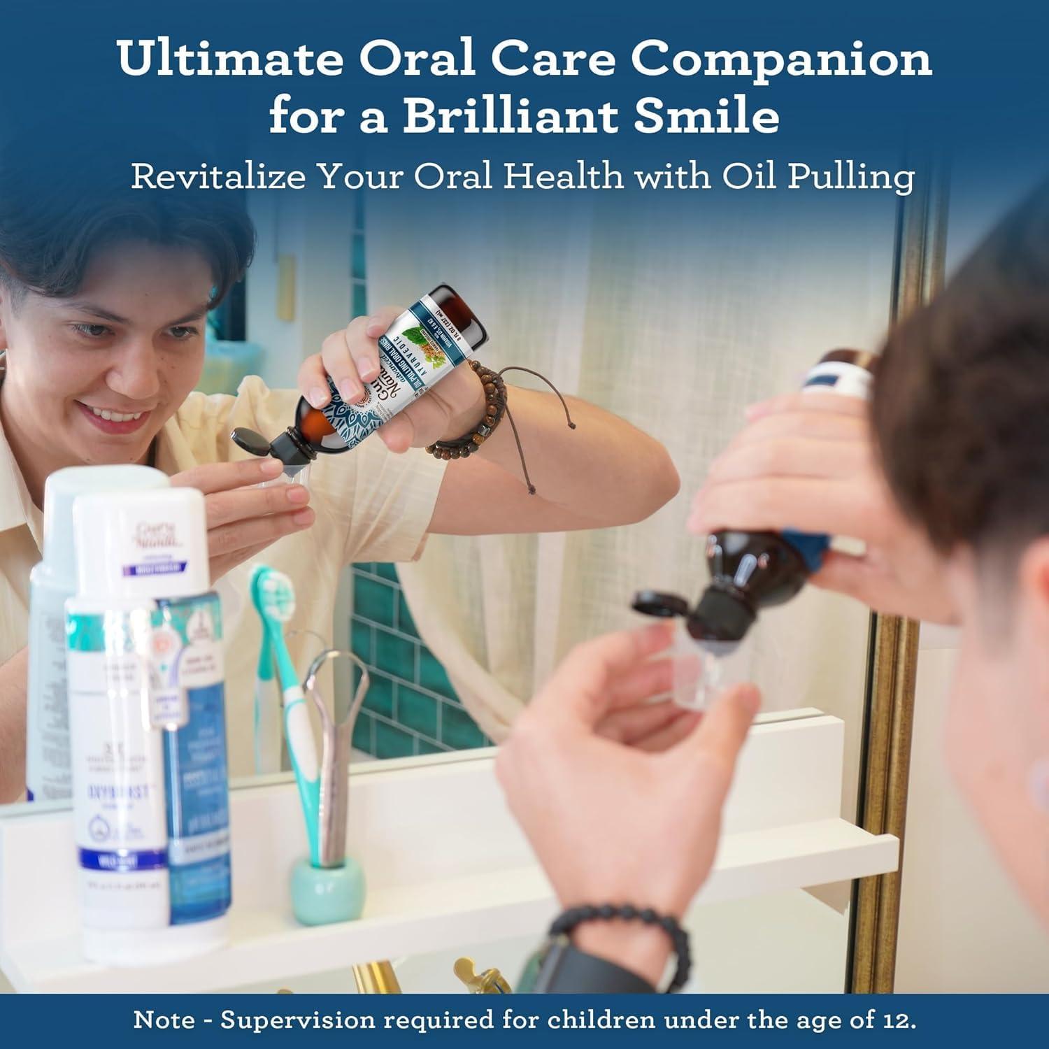 imageGuruNanda Advanced Oil Pulling Mouthwash for Enhanced Oral Care with Sesame ampamp Oregano Oil Promotes Deep Cleaning for Healthy Teeth ampamp Gums with Toothbrush and Tongue Scraper AlcoholFree 8 Oz8 Fl Oz Pack of 3