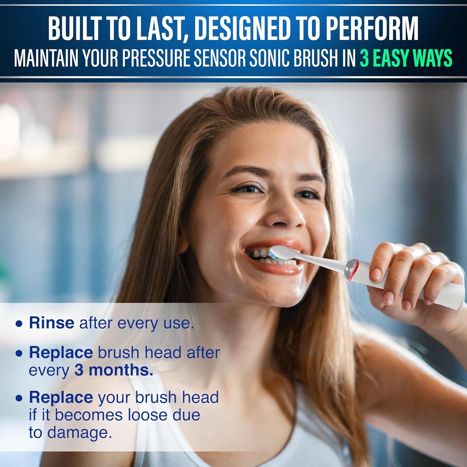 imageGuruNanda Advanced Replacement Sonic Brush Head Compatible with Pressure Sensor Sonic Toothbrush Handles Soft Bristles for Effective Cleaning Pack of 6