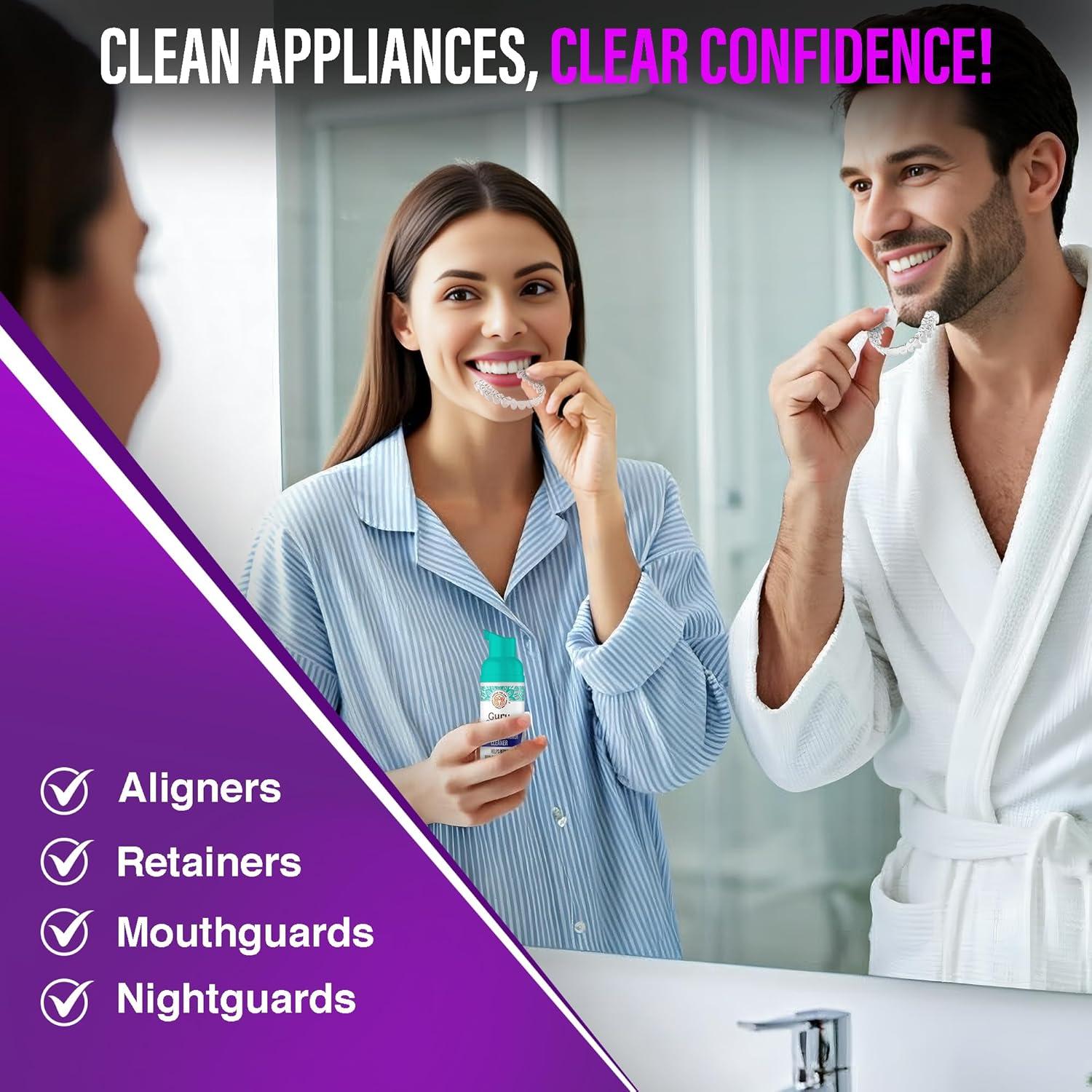 imageGuruNanda Aligner ampamp Retainer Cleaner Foam Gentle Cleaning for Aligners Retainers Veneers ampamp Mouthguard Helps Neutralize Odors Ideal for Daily Use 100 ml