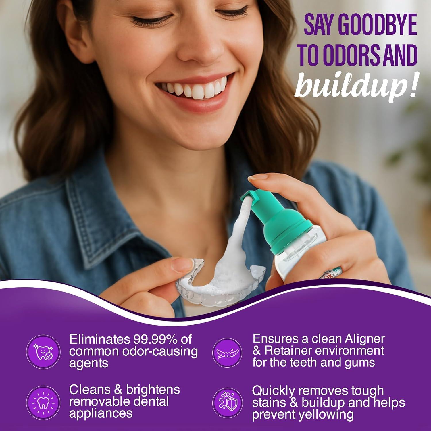 imageGuruNanda Aligner ampamp Retainer Cleaner Foam Gentle Cleaning for Aligners Retainers Veneers ampamp Mouthguard Helps Neutralize Odors Ideal for Daily Use 100 ml