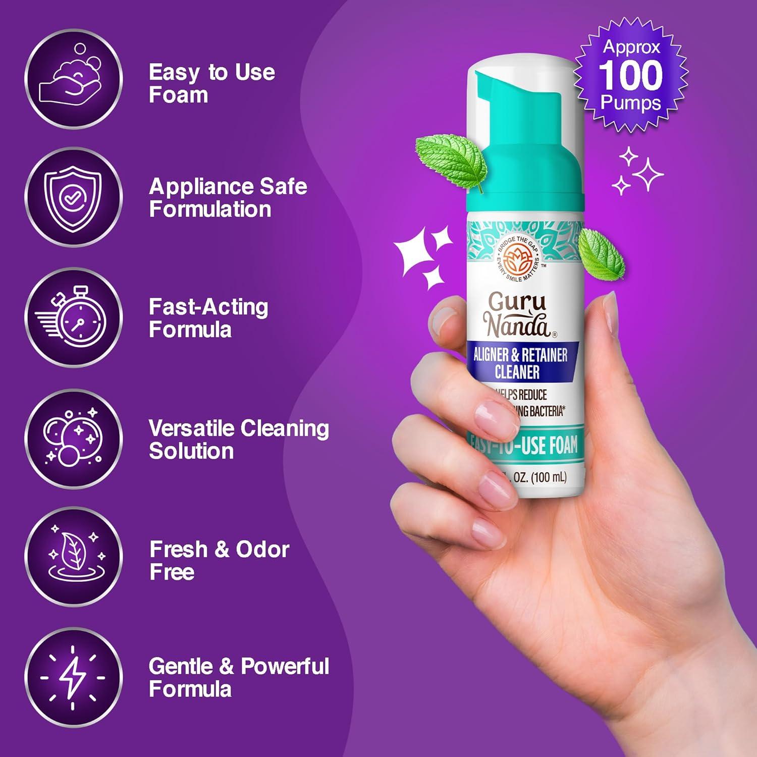 imageGuruNanda Aligner ampamp Retainer Cleaner Foam Gentle Cleaning for Aligners Retainers Veneers ampamp Mouthguard Helps Neutralize Odors Ideal for Daily Use 100 ml