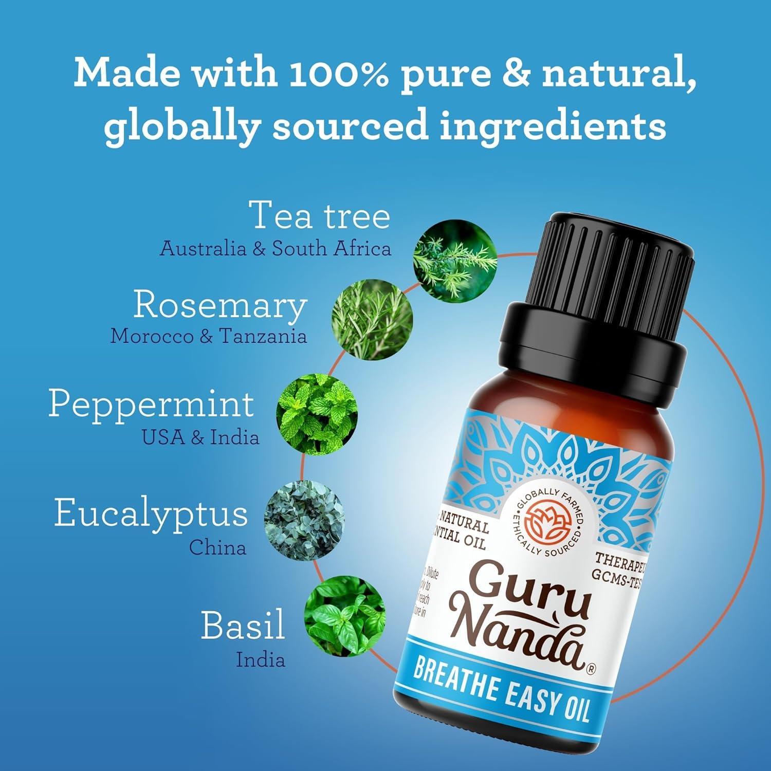 imageGuruNanda Breathe Easy Essential Oil Blend of 100 Natural ampamp Pure Essential Oils Aromatherapy Blend for Helps in Promoting Nasal Breathing 05 Fl OzBreathe Easy