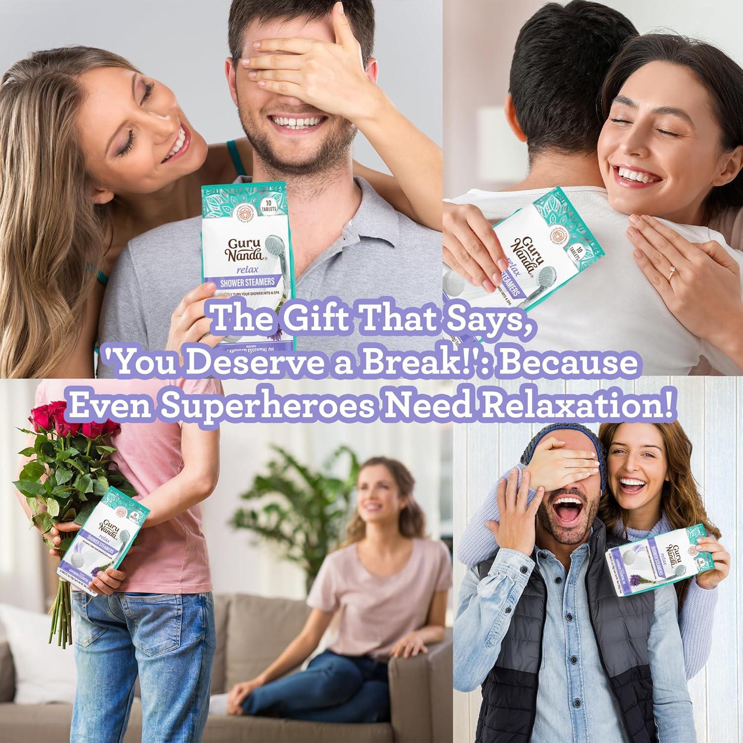 imageGuruNanda Breathe Shower Steamers for Aromatherapy 10 Pack Relaxation Gifts for Women ampamp Men with Essential Oils Stress ampamp Congestion Relief Self CareRelax Lavender