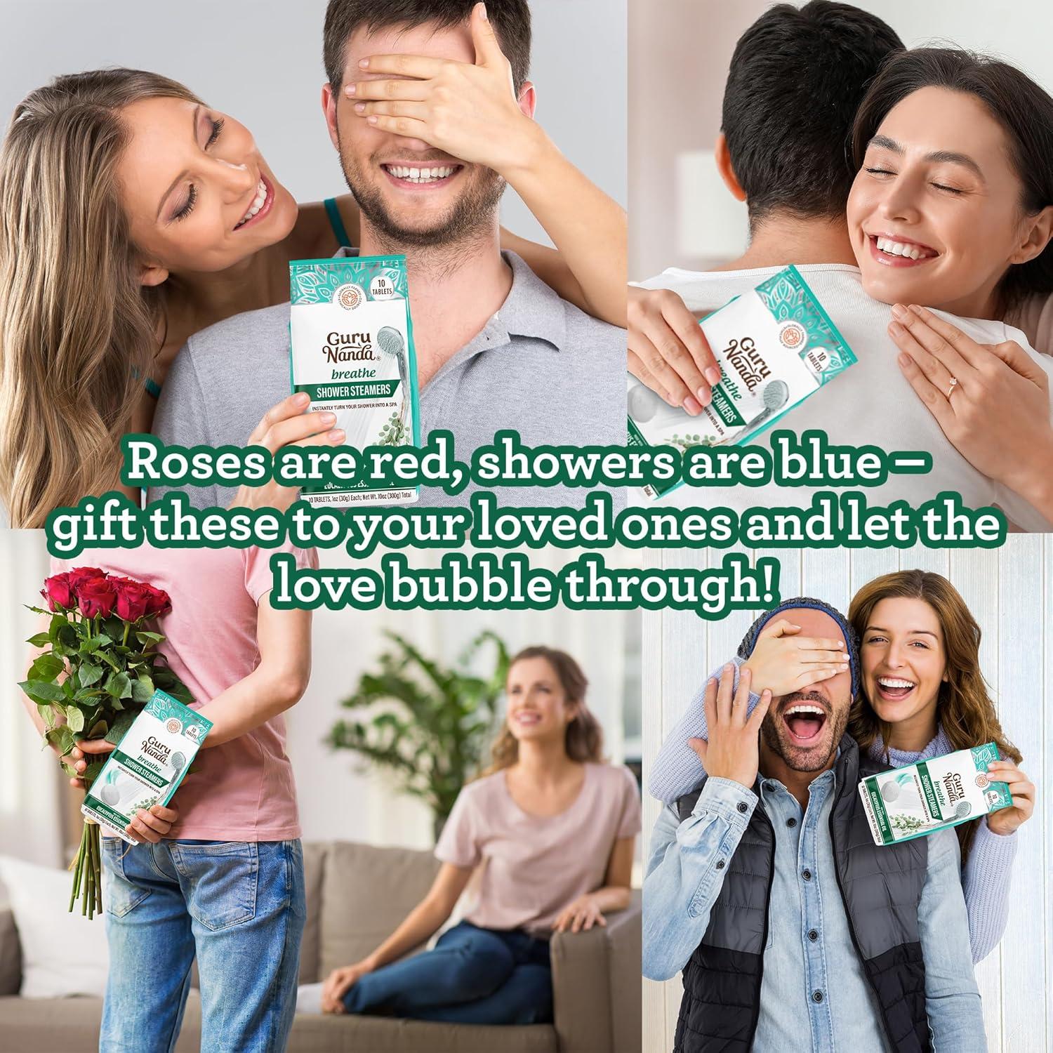 imageGuruNanda Breathe Shower Steamers for Aromatherapy 10 Pack Relaxation Gifts for Women ampamp Men with Essential Oils Stress ampamp Congestion Relief Self CareBreathe Eucalyptus