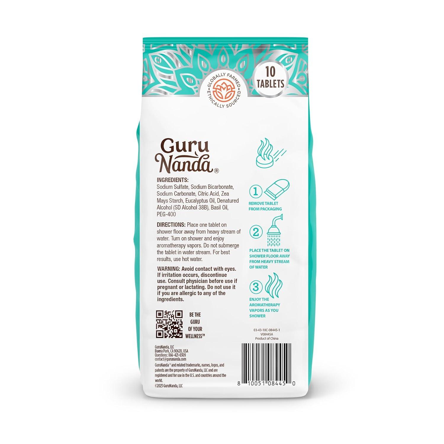 imageGuruNanda Breathe Shower Steamers for Aromatherapy 10 Pack Relaxation Gifts for Women ampamp Men with Essential Oils Stress ampamp Congestion Relief Self CareBreathe Eucalyptus
