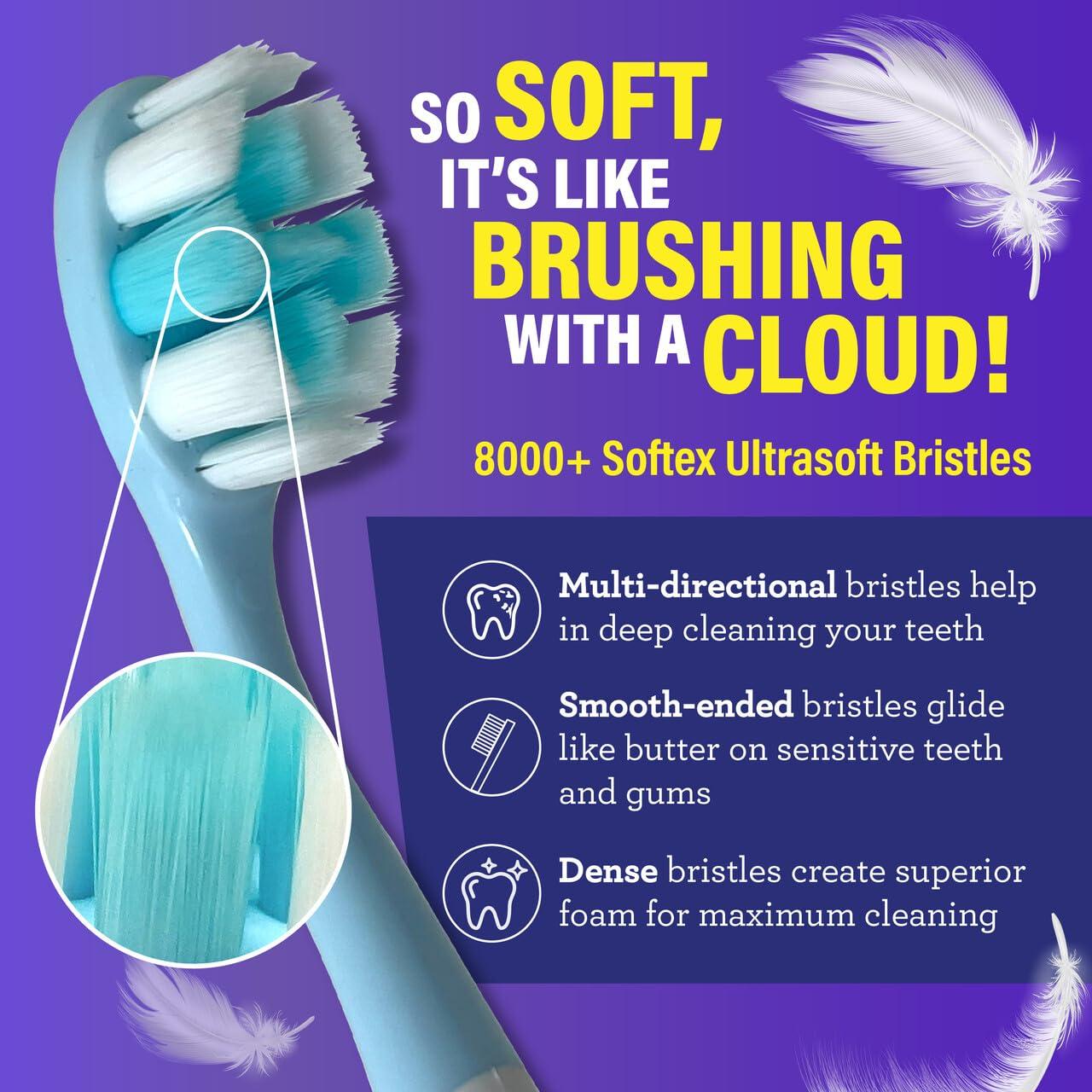 imageGuruNanda Butter On Gums Toothbrush ADA Accepted With 8000 Ultra Soft Softex Bristles for Sensitive ampamp Receding Gums Perfect for Whiter Teeth 6 CtMulticolor