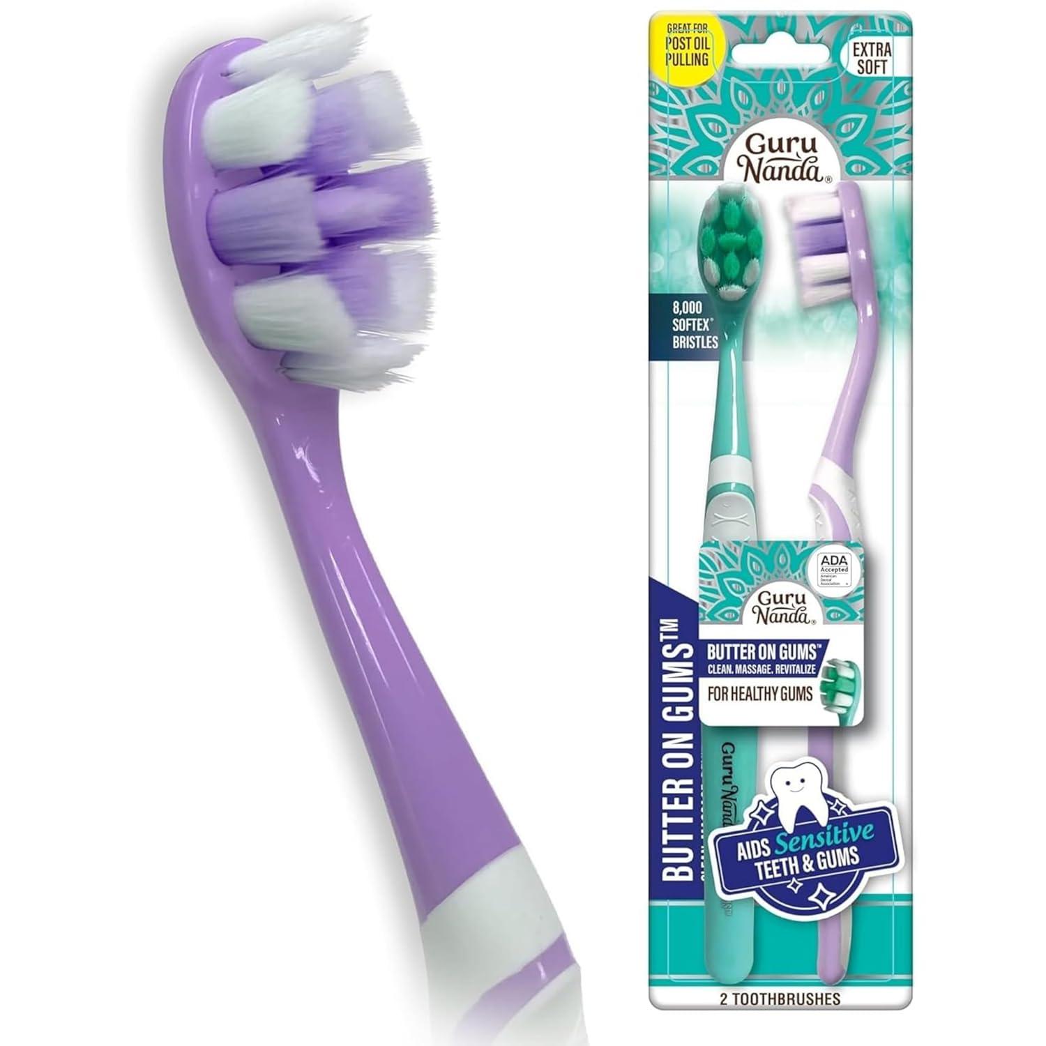imageGuruNanda Butter On Gums Toothbrush ADA Accepted With 8000 Ultra Soft Softex Bristles for Sensitive ampamp Receding Gums Perfect for Whiter Teeth 6 CtMulticolor