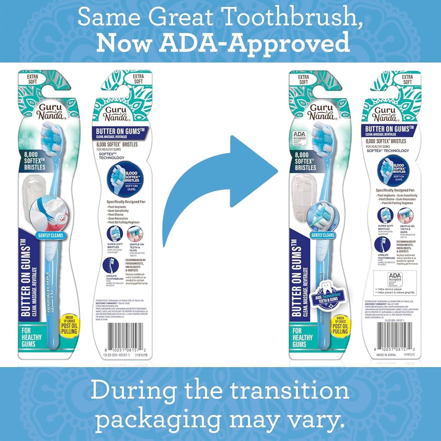 imageGuruNanda Butter On Gums Toothbrush ADA Accepted With 8000 Ultra Soft Softex Bristles for Sensitive ampamp Receding Gums Perfect for Whiter Teeth 6 CtMulticolor