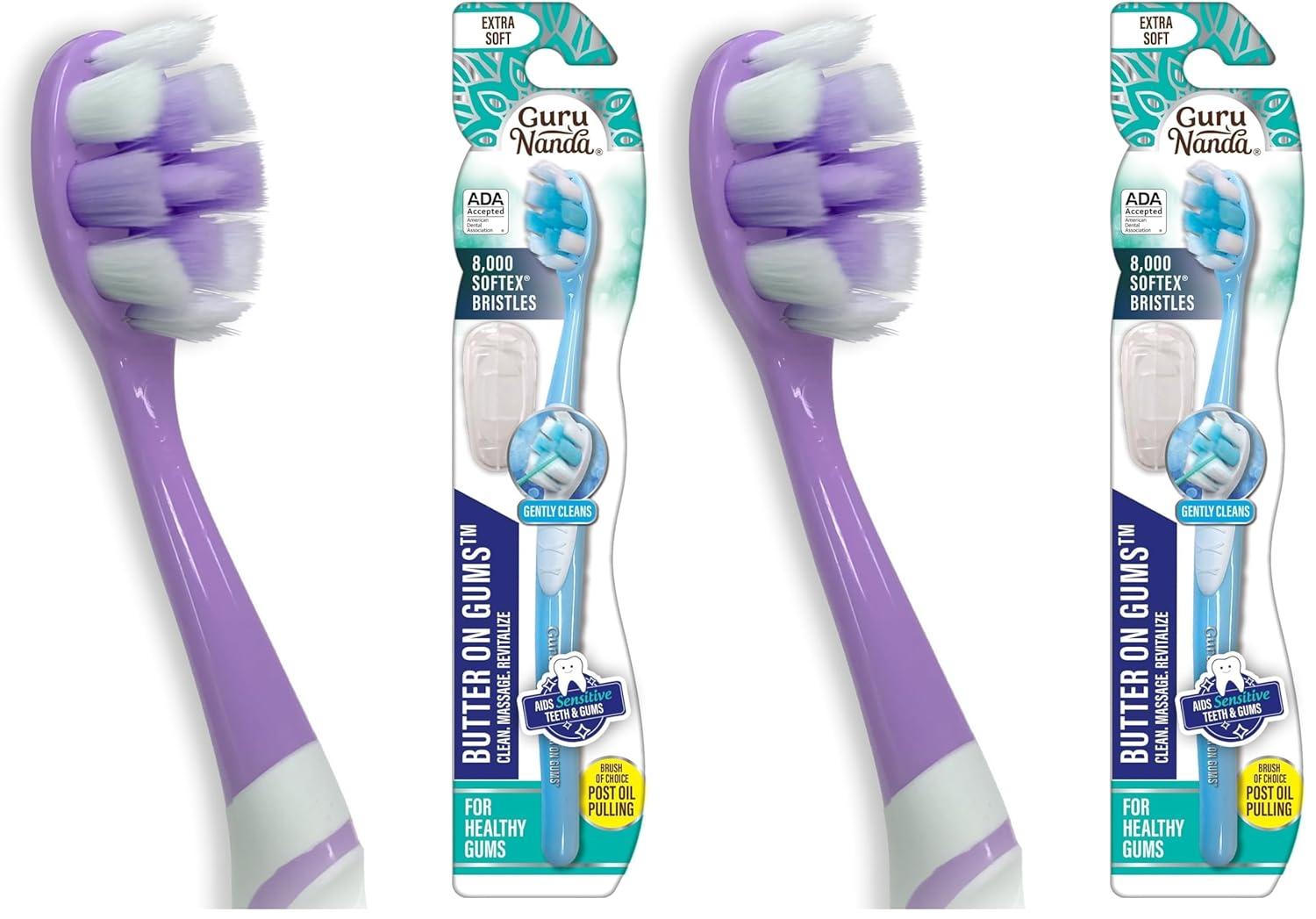 imageGuruNanda Butter On Gums Toothbrush ADA Accepted With 8000 Ultra Soft Softex Bristles for Sensitive ampamp Receding Gums Perfect for Whiter Teeth 6 CtMulticolor