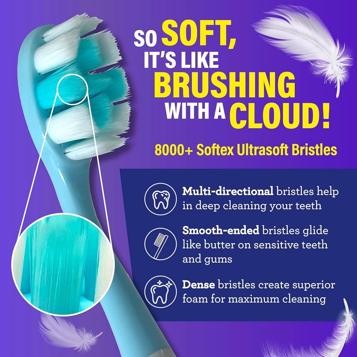 imageGuruNanda Butter On Gums Toothbrush ADA Accepted With 8000 Ultra Soft Softex Bristles for Sensitive ampamp Receding Gums Perfect for Whiter Teeth 6 CtMulticolor