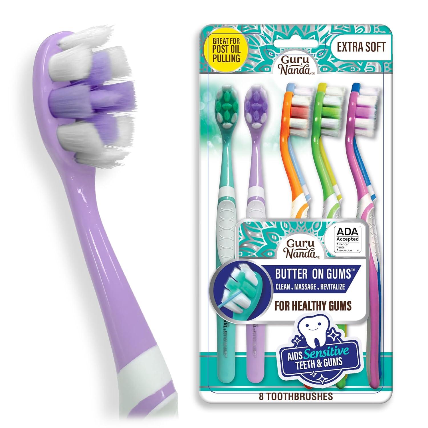 imageGuruNanda Butter On Gums Toothbrush ADA Accepted With 8000 Ultra Soft Softex Bristles for Sensitive ampamp Receding Gums Perfect for Whiter Teeth 6 CtMulticolor