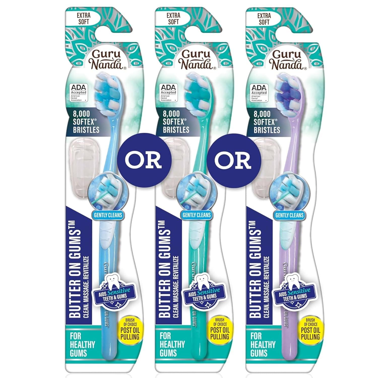 imageGuruNanda Butter On Gums Toothbrush ADA Accepted With 8000 Ultra Soft Softex Bristles for Sensitive ampamp Receding Gums Perfect for Whiter Teeth 6 CtMulticolor