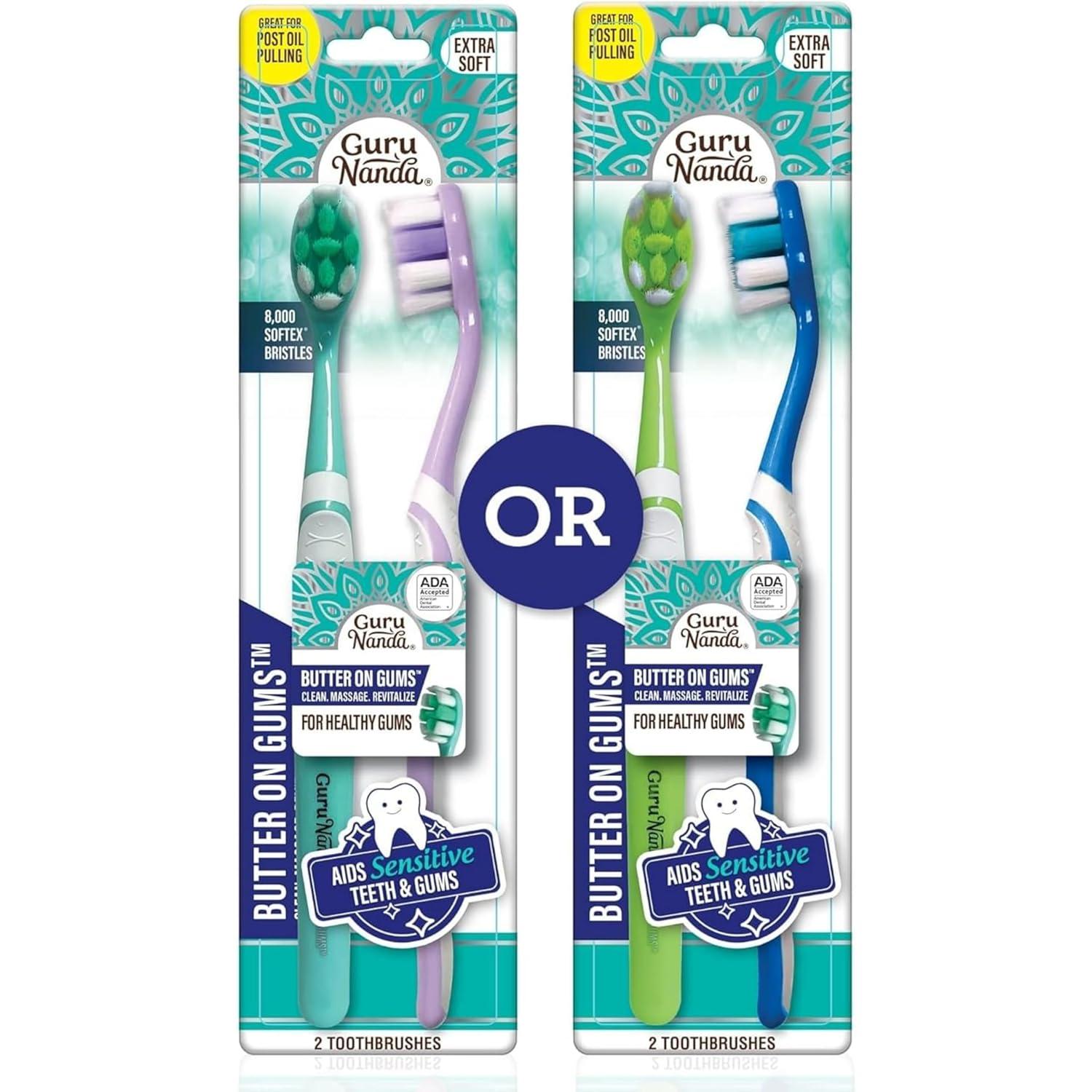 imageGuruNanda Butter On Gums Toothbrush ADA Accepted With 8000 Ultra Soft Softex Bristles for Sensitive ampamp Receding Gums Perfect for Whiter Teeth 6 CtMulticolor