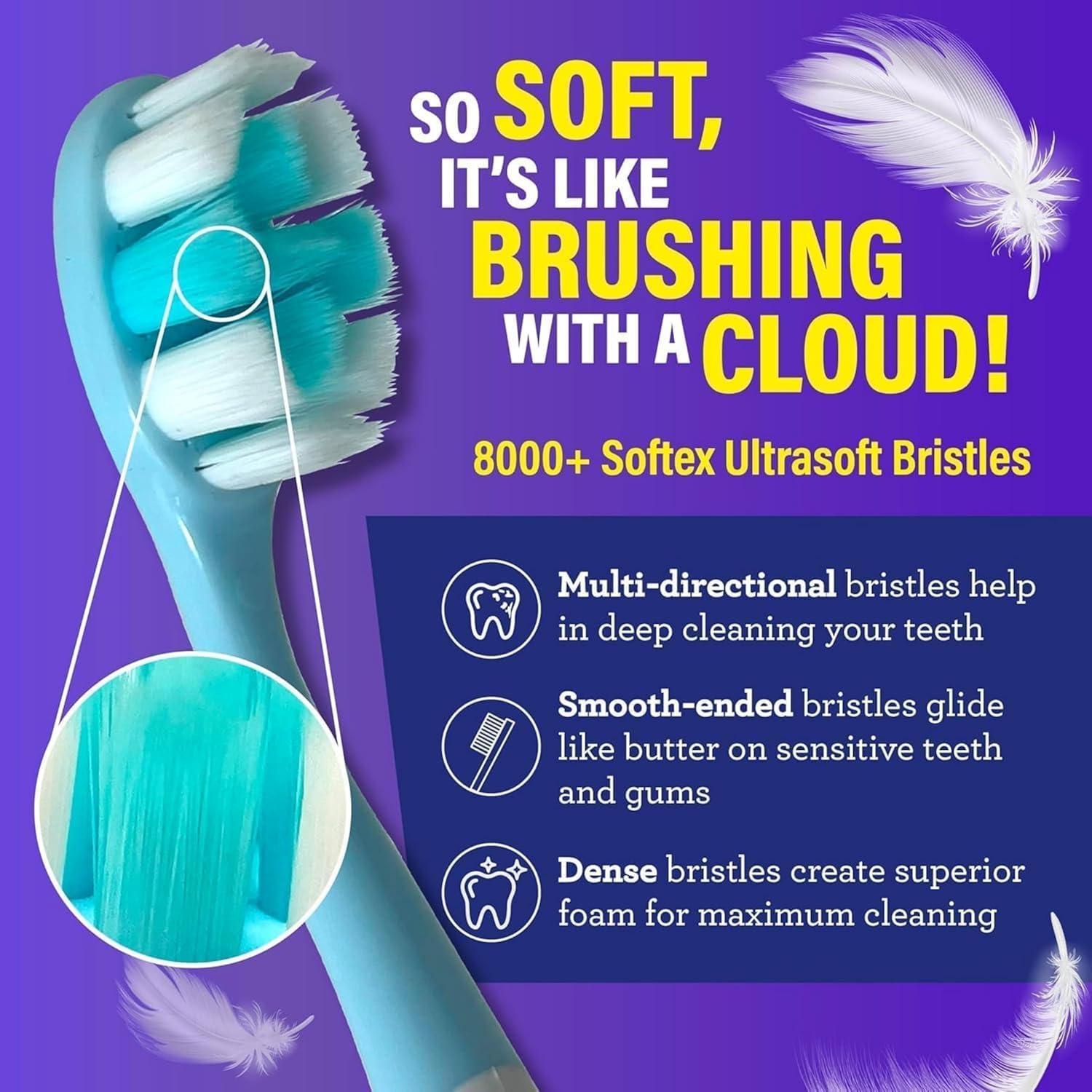 imageGuruNanda Butter On Gums Toothbrush ADA Accepted With 8000 Ultra Soft Softex Bristles for Sensitive ampamp Receding Gums Perfect for Whiter Teeth 6 CtMulticolor