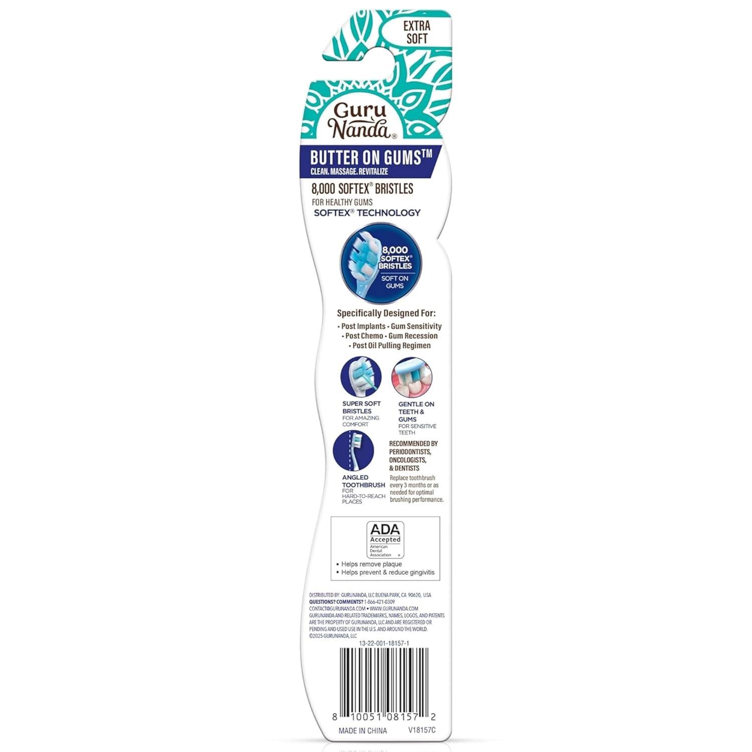 imageGuruNanda Butter On Gums Toothbrush ADA Accepted With 8000 Ultra Soft Softex Bristles for Sensitive ampamp Receding Gums Perfect for Whiter Teeth 6 CtMulticolor
