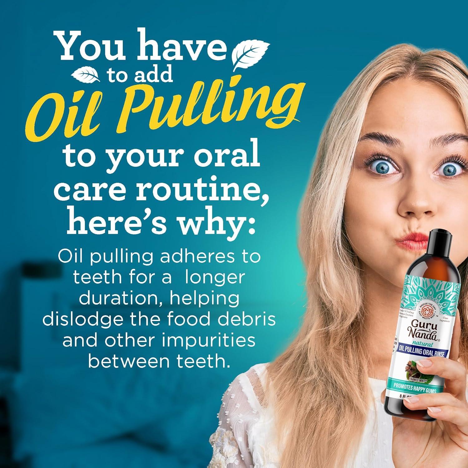 imageGuruNanda CocoMint Oil Pulling Mouthwash for Complete Oral Hygiene 7 Essential Oils ampamp Vitamins for Happy Teeth ampamp Gums ampamp Fresh Breath AlcoholFree 16 oz8 Fl Oz Pack of 1