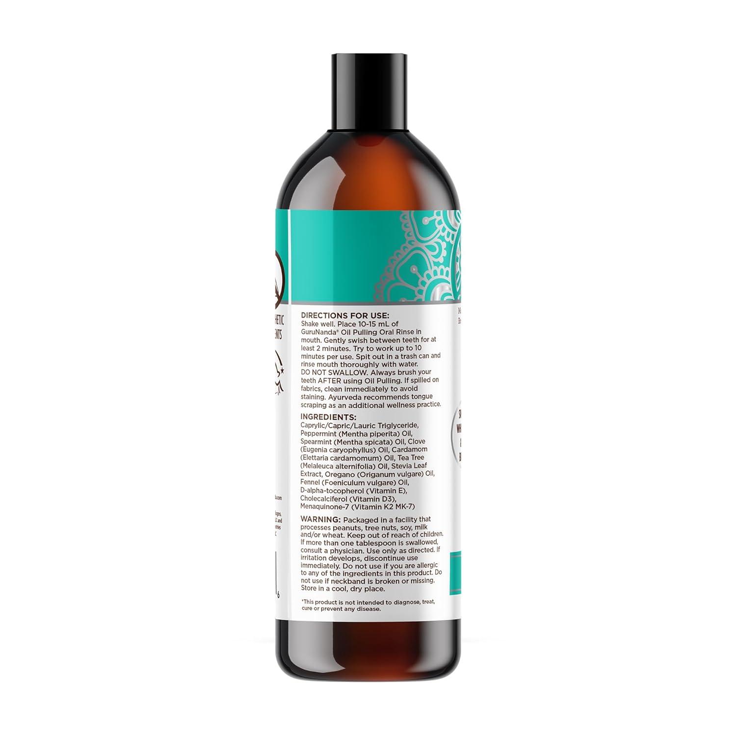 imageGuruNanda CocoMint Oil Pulling Mouthwash for Complete Oral Hygiene 7 Essential Oils ampamp Vitamins for Happy Teeth ampamp Gums ampamp Fresh Breath AlcoholFree 16 oz8 Fl Oz Pack of 1