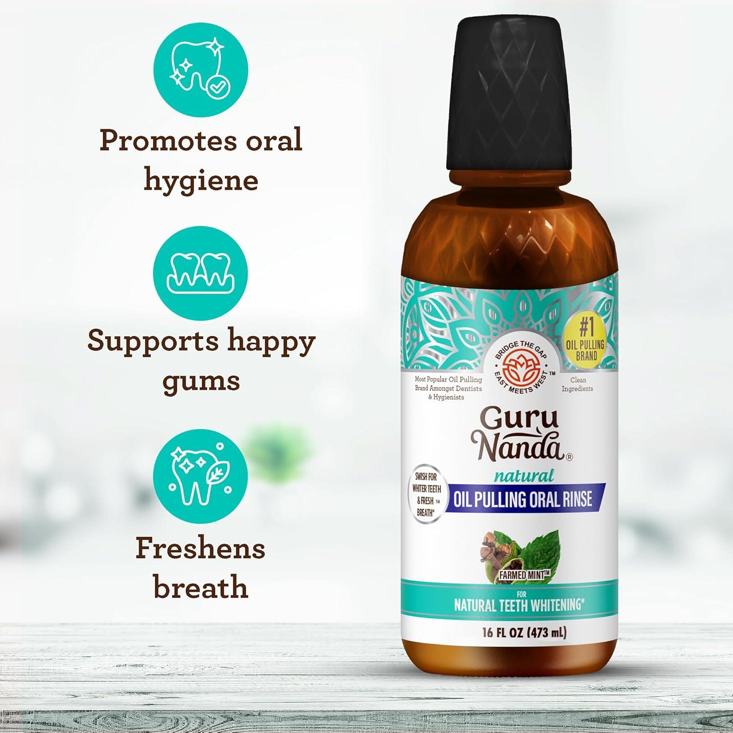 imageGuruNanda CocoMint Oil Pulling Mouthwash for Complete Oral Hygiene 7 Essential Oils ampamp Vitamins for Happy Teeth ampamp Gums ampamp Fresh Breath AlcoholFree 16 oz16 Fl Oz Pack of 1