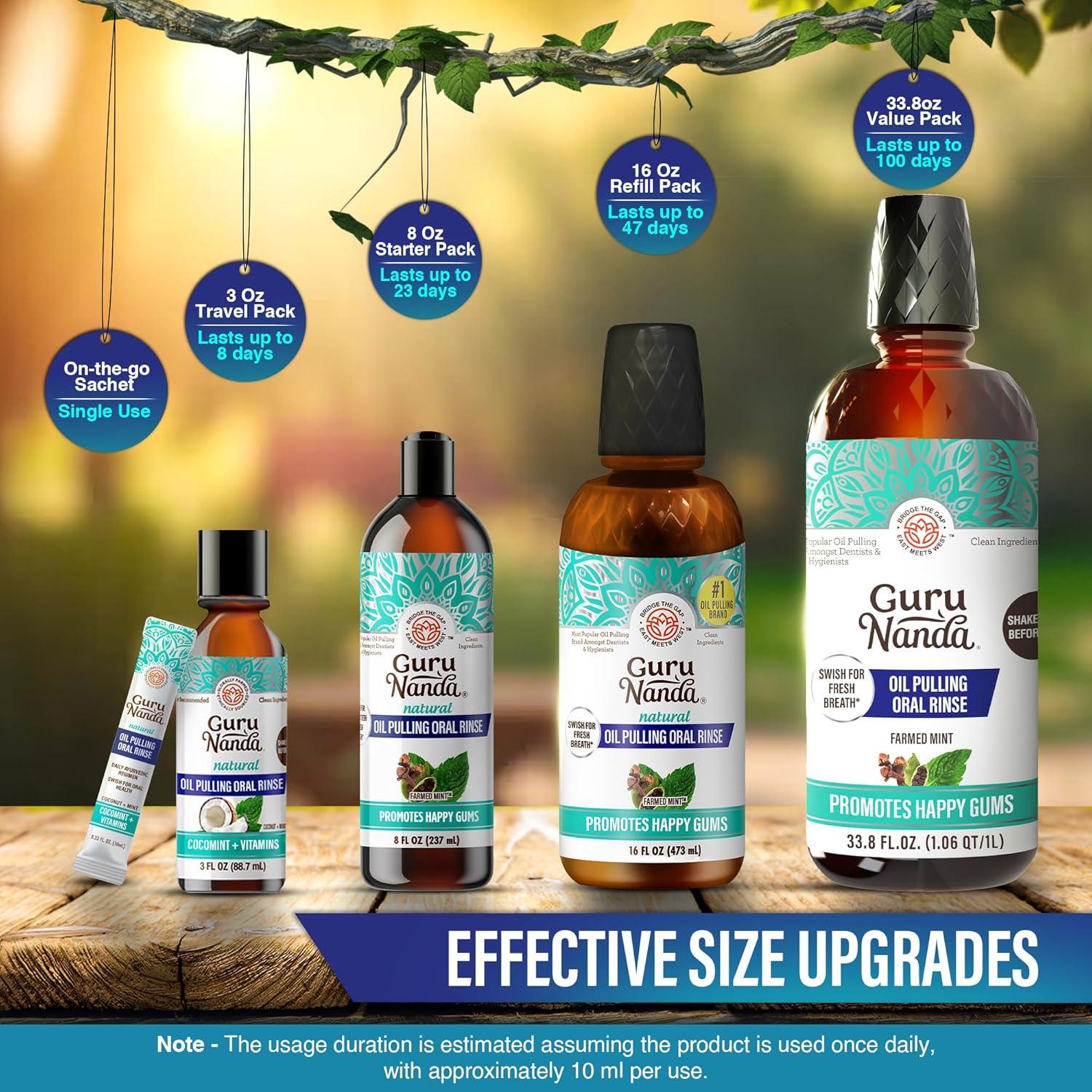imageGuruNanda CocoMint Oil Pulling Mouthwash for Complete Oral Hygiene 7 Essential Oils ampamp Vitamins for Happy Teeth ampamp Gums ampamp Fresh Breath AlcoholFree 16 oz338 Fl Oz
