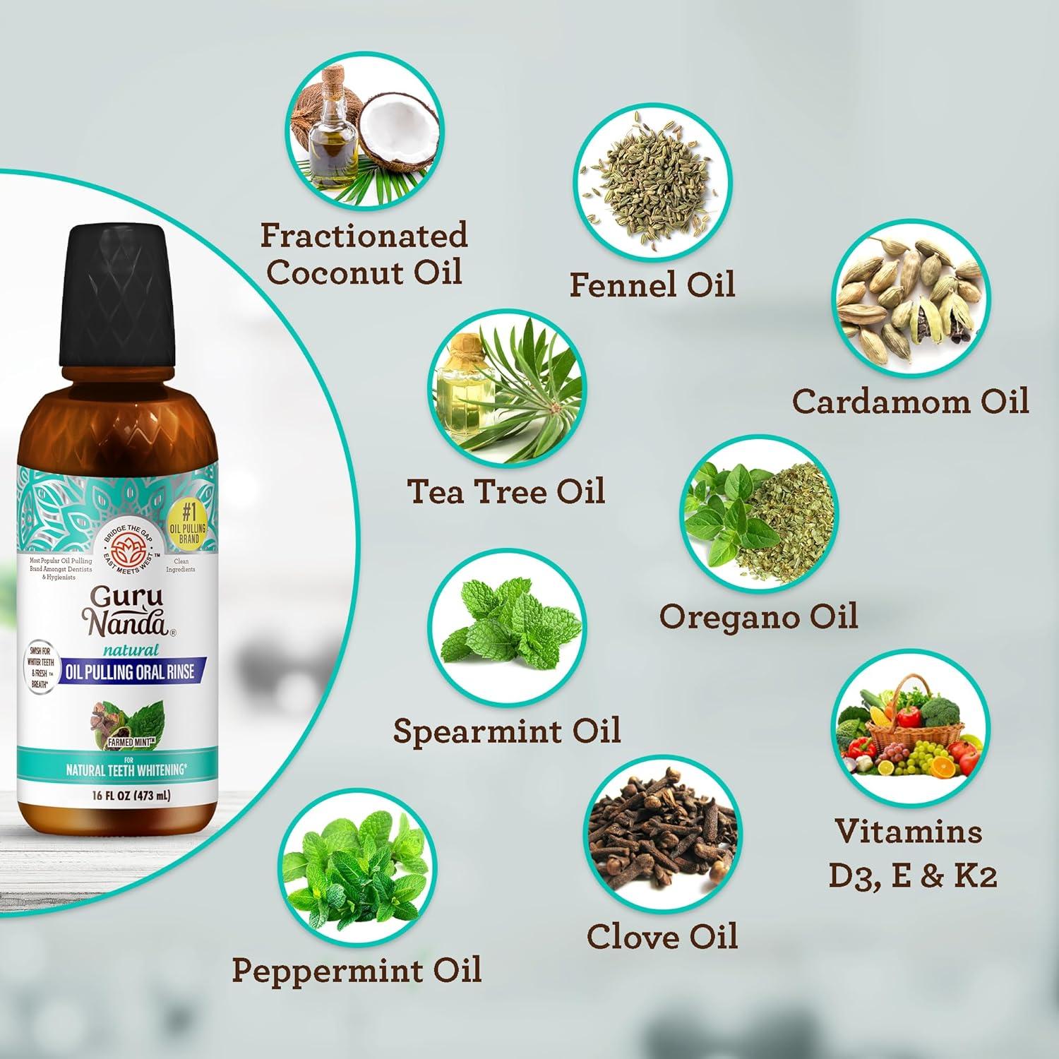 imageGuruNanda CocoMint Oil Pulling Mouthwash for Complete Oral Hygiene 7 Essential Oils ampamp Vitamins for Happy Teeth ampamp Gums ampamp Fresh Breath AlcoholFree 16 oz16 Fl Oz Pack of 1