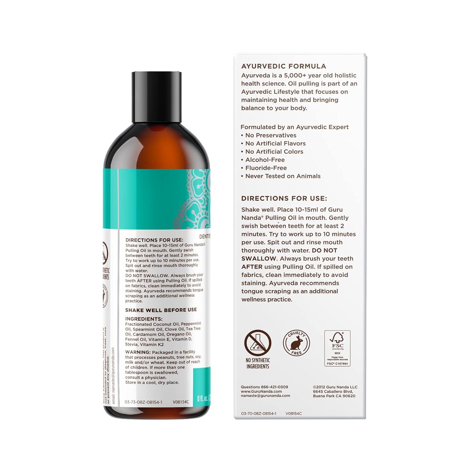 imageGuruNanda CocoMint Oil Pulling Mouthwash for Complete Oral Hygiene 7 Essential Oils ampamp Vitamins for Happy Teeth ampamp Gums ampamp Fresh Breath AlcoholFree 16 oz8 Fl Oz Pack of 3