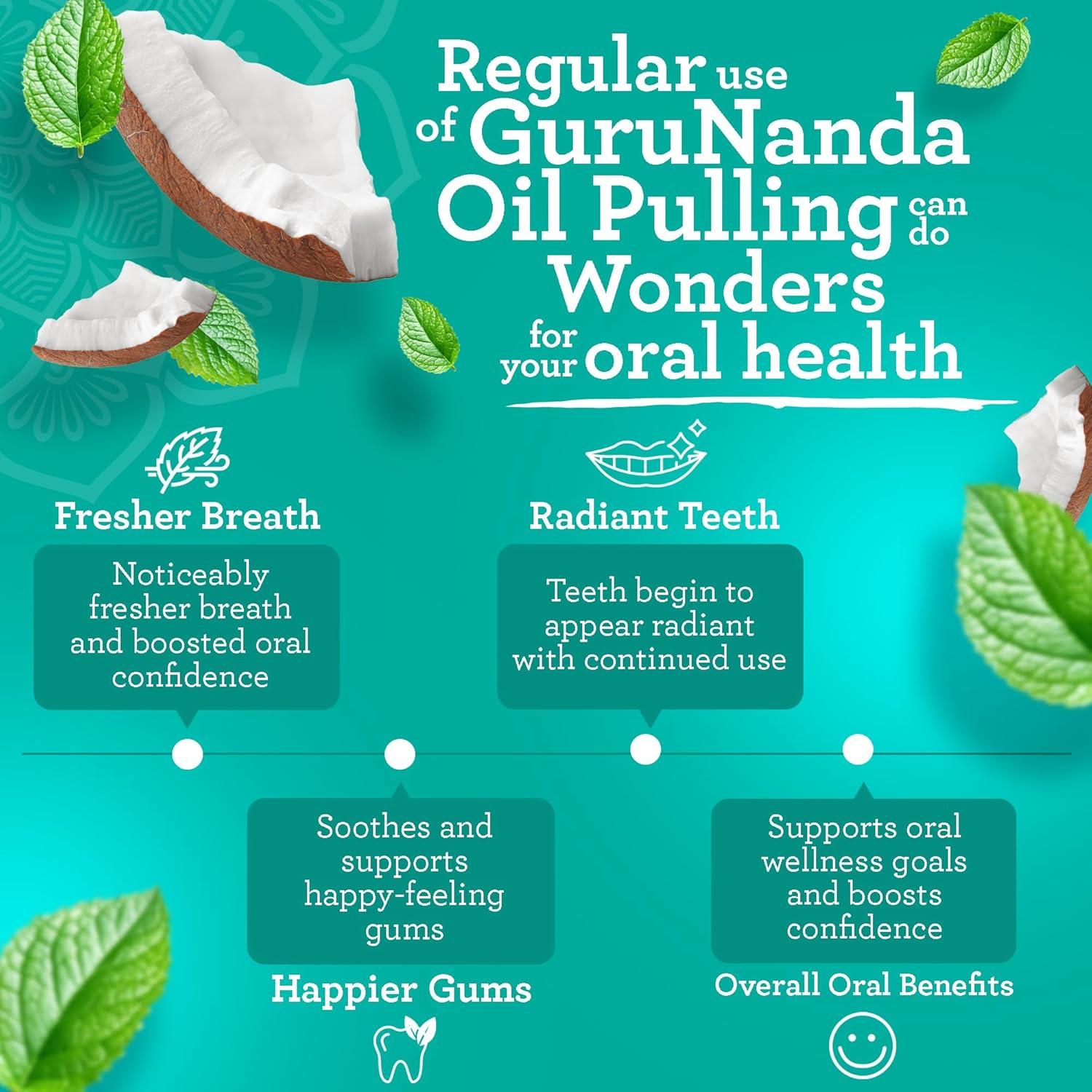 imageGuruNanda CocoMint Oil Pulling Mouthwash for Complete Oral Hygiene 7 Essential Oils ampamp Vitamins for Happy Teeth ampamp Gums ampamp Fresh Breath AlcoholFree 16 oz8 Fl Oz Pack of 6