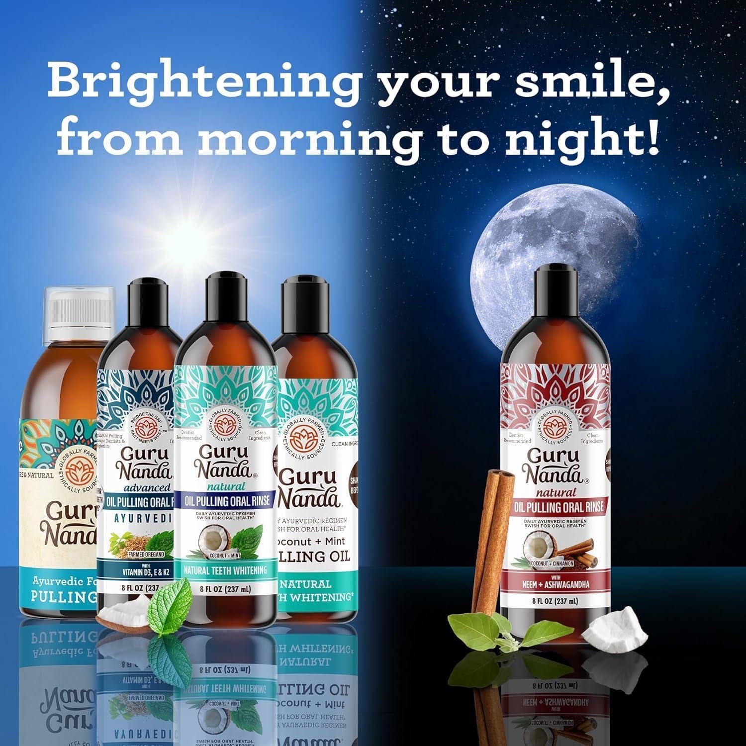 imageGuruNanda Coconut Oil Dental Care Whitening Strips Oil Pulling Helps Brighten Teeth Freshen Breath Healthy Gums 14 Strips 8oz for Complete Oral Care