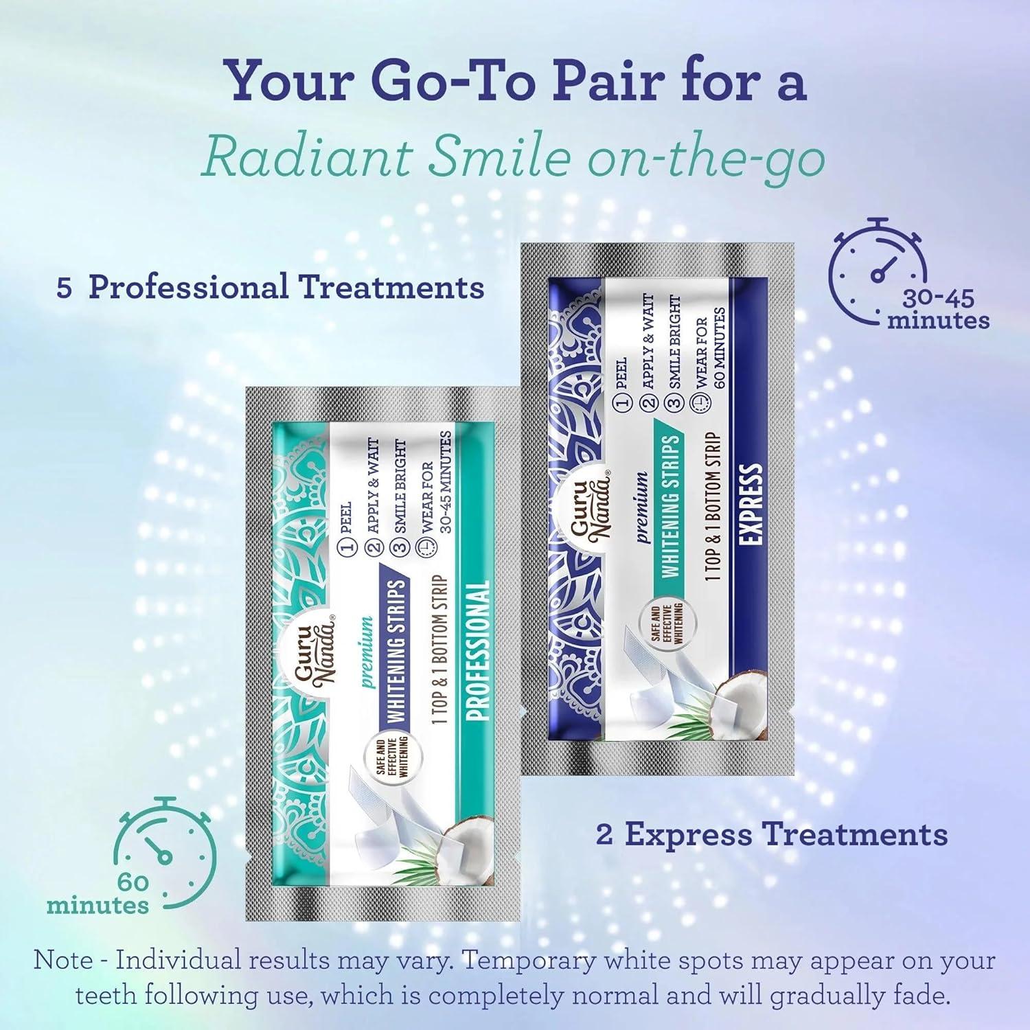 imageGuruNanda Coconut ampamp Mint Oil Pulling with Tongue Scraper ampamp Teeth Whitening Strips 7 Treatments with 14 Strips EnamelSafe Strips for Sensitive Teeth
