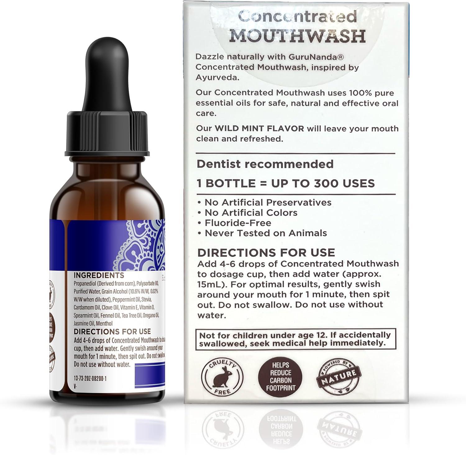 imageGuruNanda Concentrated Mouthwash 2 fl oz FluorideFree Mint Mouthwash with Natural Essential Oils Supports 300 Rinses Aids in Fresh Breath2 Fl Oz Pack of 3