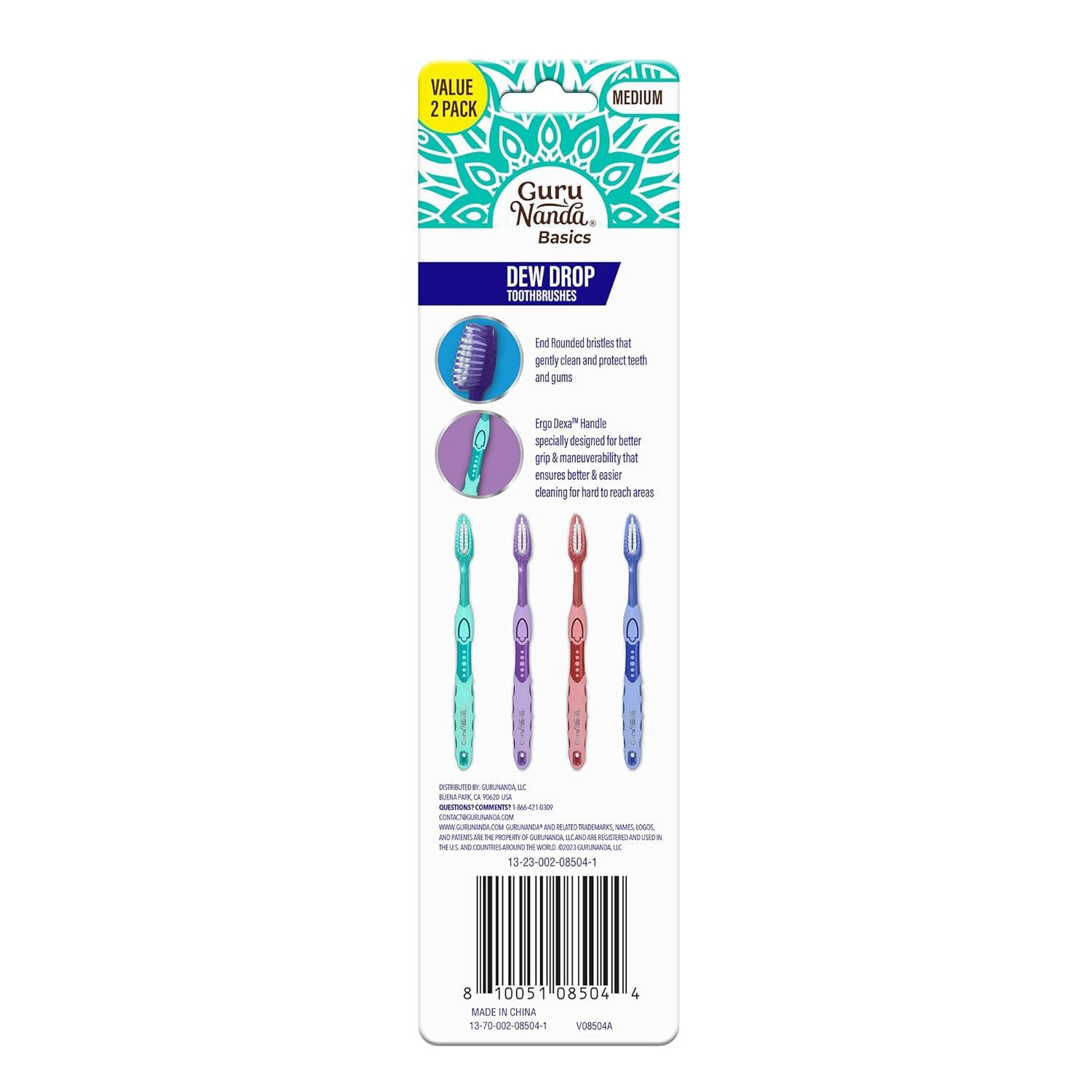 imageGuruNanda Dew Drop Toothbrushes Medium Bristles for Deep Cleaning Gentle on Teeth ampamp Gums Ideal for Kids ampamp Adults Pack of 2