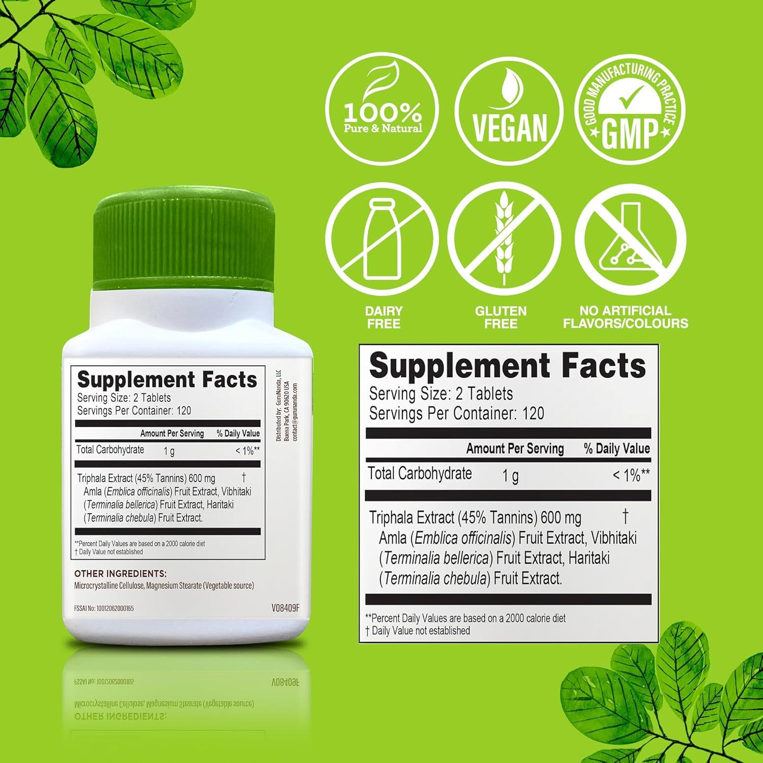 imageGuruNanda Digestiva Triphala 240 Tablets Supports Digestion Helps with Bloating Dietary Supplement with Amla Haritaki ampamp BibhitakiHerbal Supplement