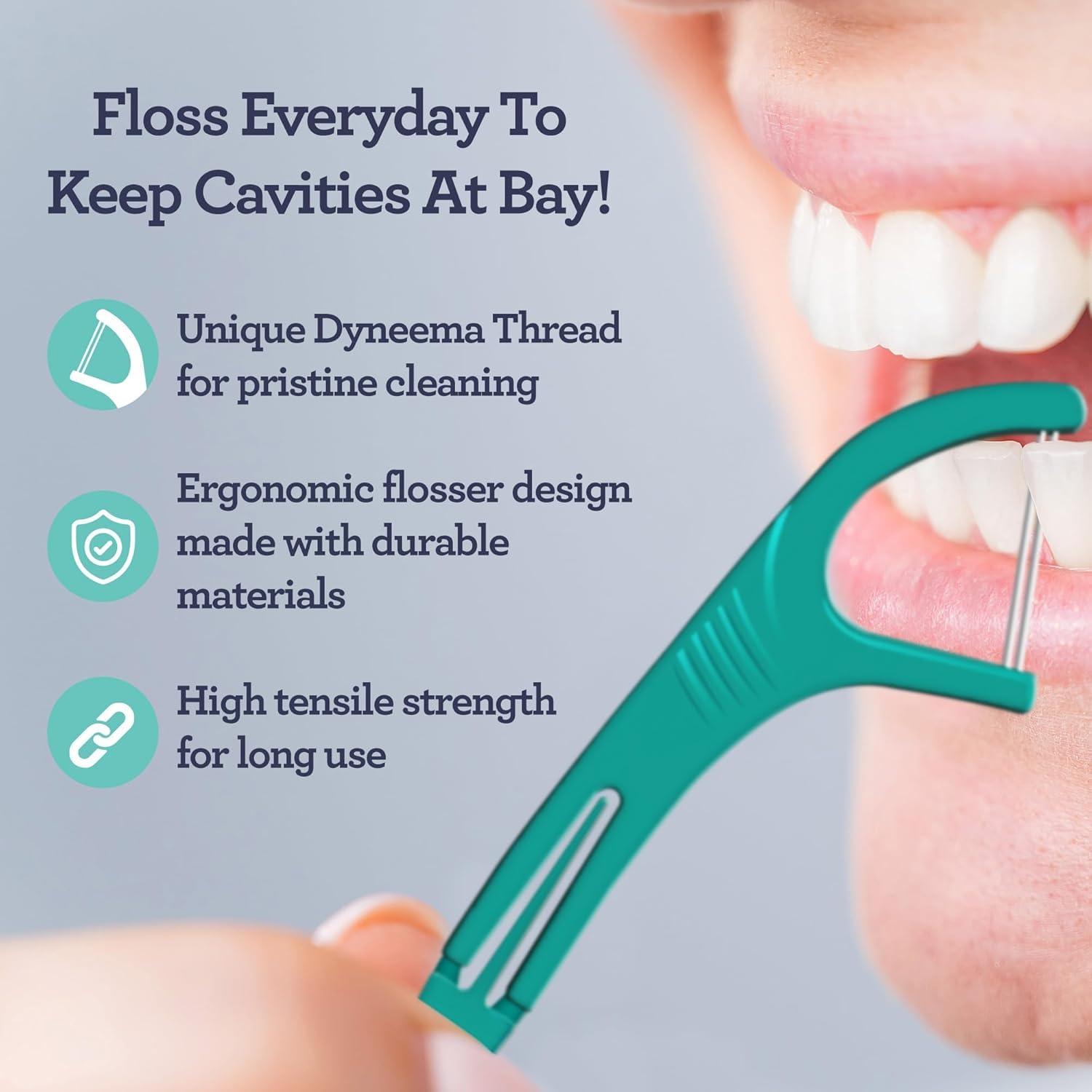 imageGuruNanda Dual Slickers Floss Picks Double Threaded Dyneema Dental Floss with Foldable Toothpick for Effective Plaque Removal Unflavored 150 Ct150 Count