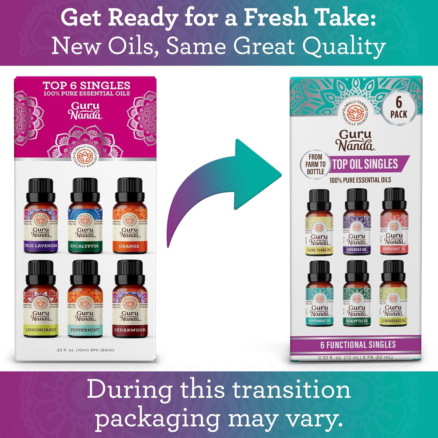 imageGuruNanda Essential Oil Blends Set of 6 Natural Essential Oil Set Aromatherapy Oil Blends for Diffusers Breathe Easy Tranquility Harmony Calming Sleep Relaxation ampamp ThriveSingles EO 6 Pack