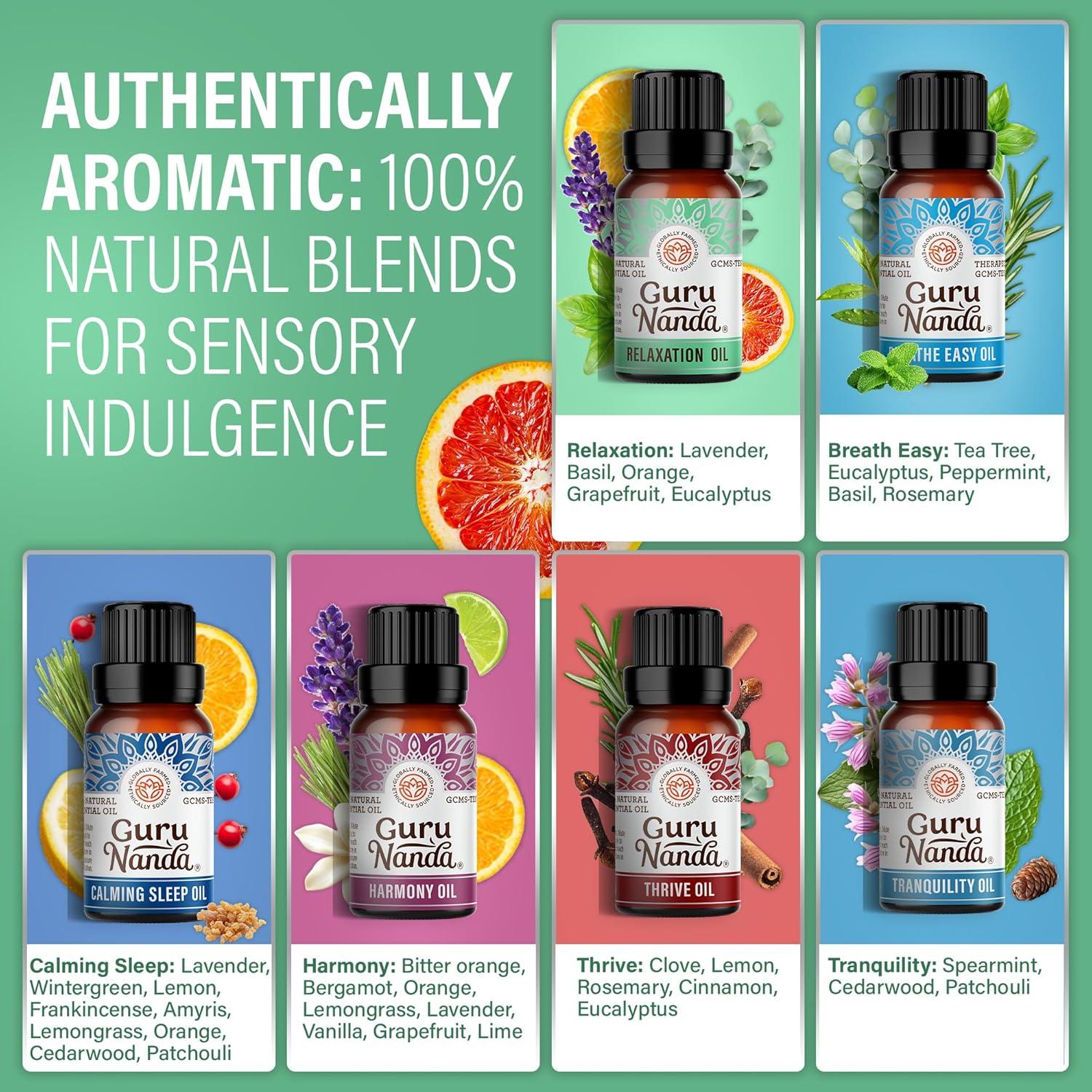 imageGuruNanda Essential Oil Blends Set of 6 Natural Essential Oil Set Aromatherapy Oil Blends for Diffusers Breathe Easy Tranquility Harmony Calming Sleep Relaxation ampamp ThriveBlends EO 6 Pack