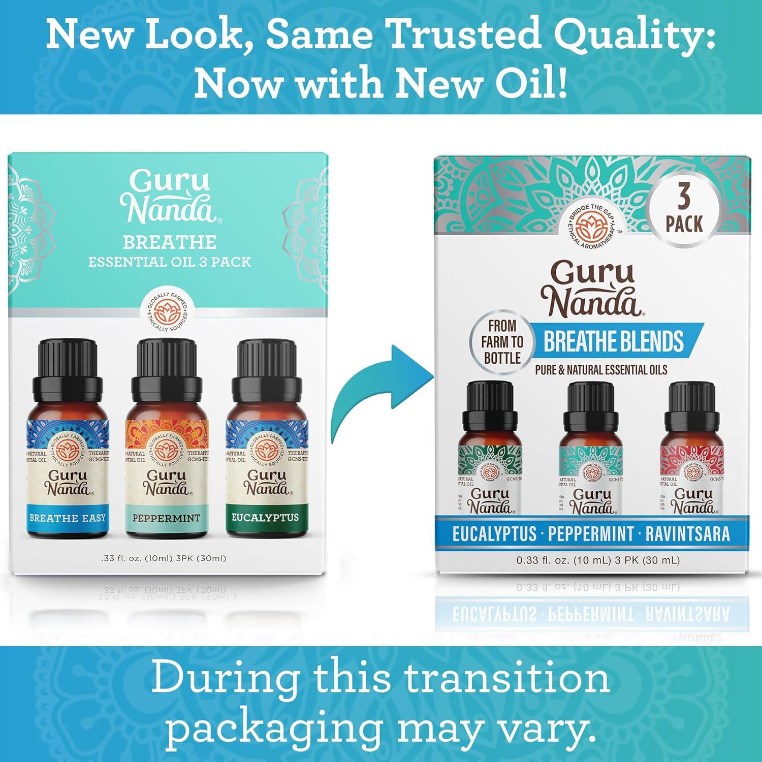imageGuruNanda Essential Oil Blends Set of 6 Natural Essential Oil Set Aromatherapy Oil Blends for Diffusers Breathe Easy Tranquility Harmony Calming Sleep Relaxation ampamp ThriveBreathe EO 3 Pack