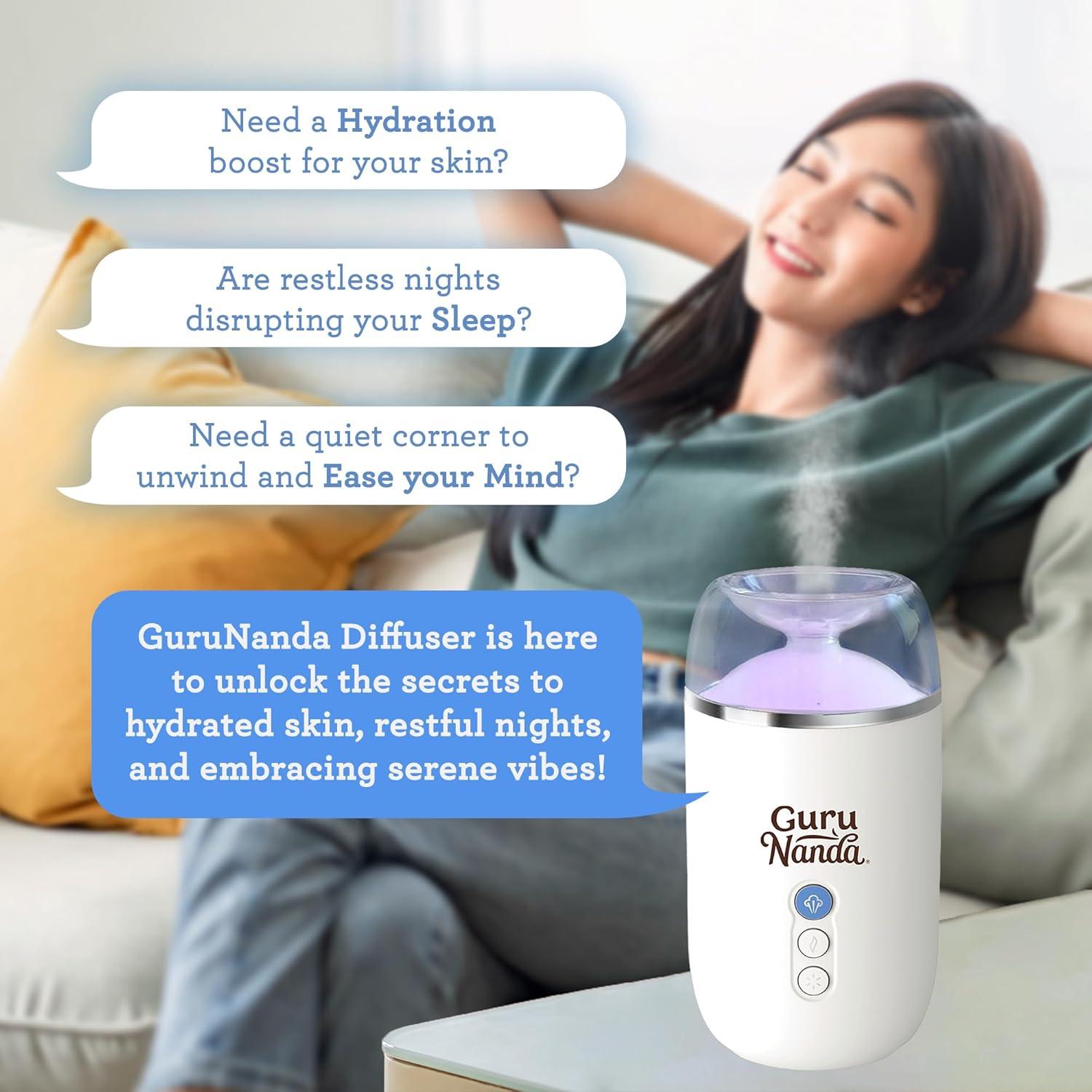 imageGuruNanda Essential Oil Diffuser 100 ML Modern Aromatherapy Ultrasonic Diffuser Runs Up to 6 Hours with Auto Shut Off Cool Mist Humidifier with 7 LED Lights ampamp Turbo Mode