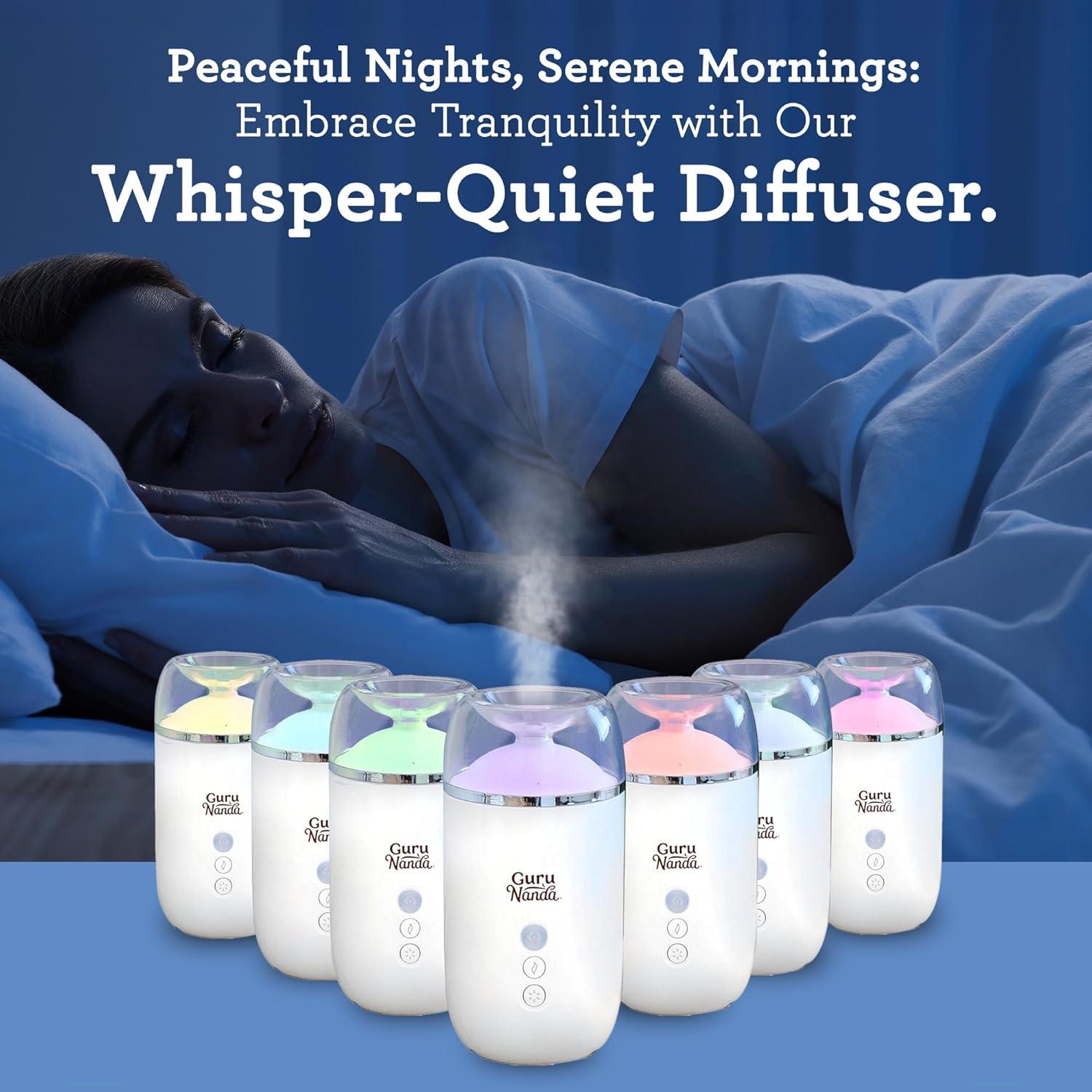 imageGuruNanda Essential Oil Diffuser 100 ML Modern Aromatherapy Ultrasonic Diffuser Runs Up to 6 Hours with Auto Shut Off Cool Mist Humidifier with 7 LED Lights ampamp Turbo Mode