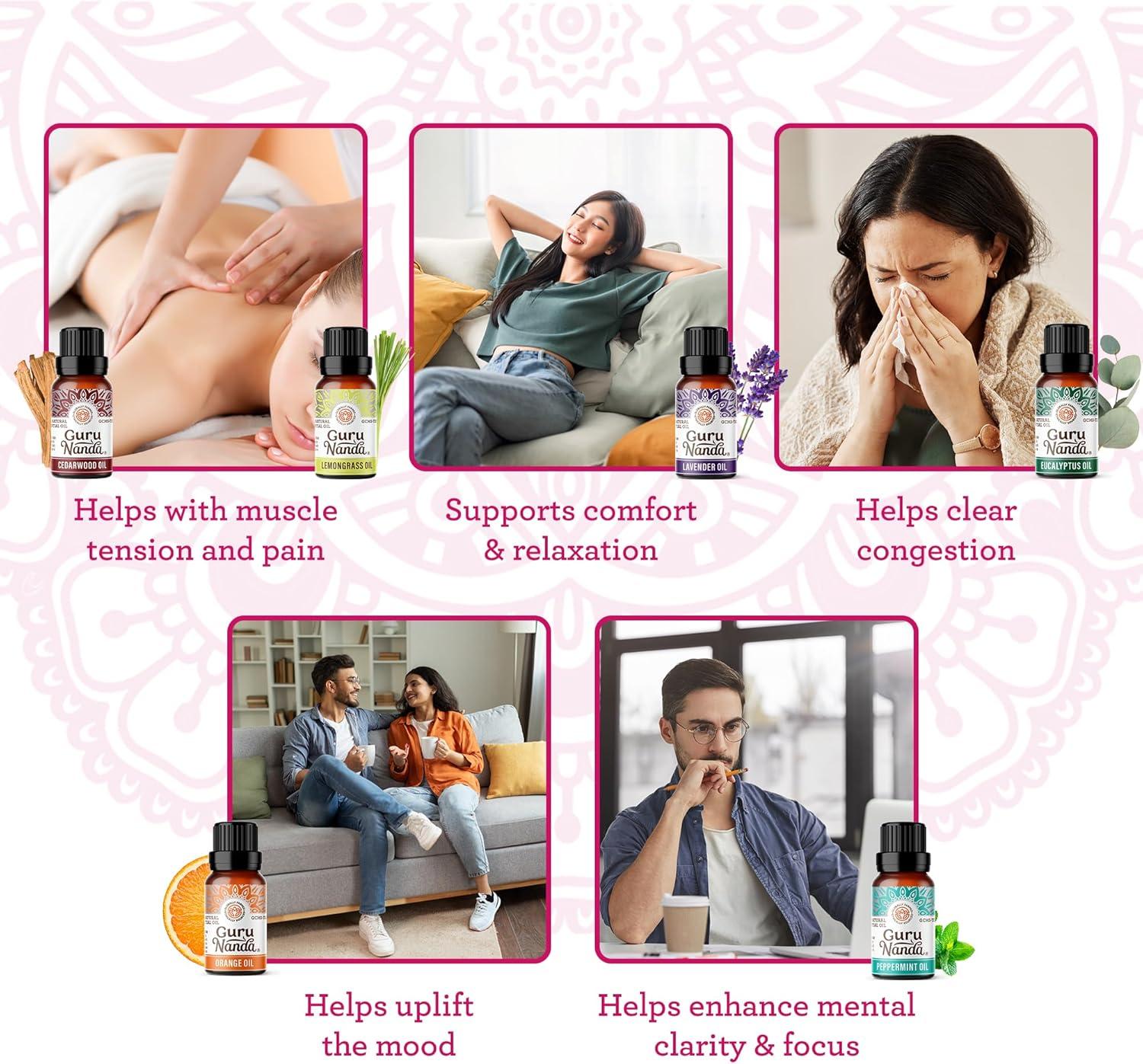 imageGuruNanda Essential Oils Set for Diffusers Set of 6 Single Essential Oils and Set of 6 Essential Oil Blends