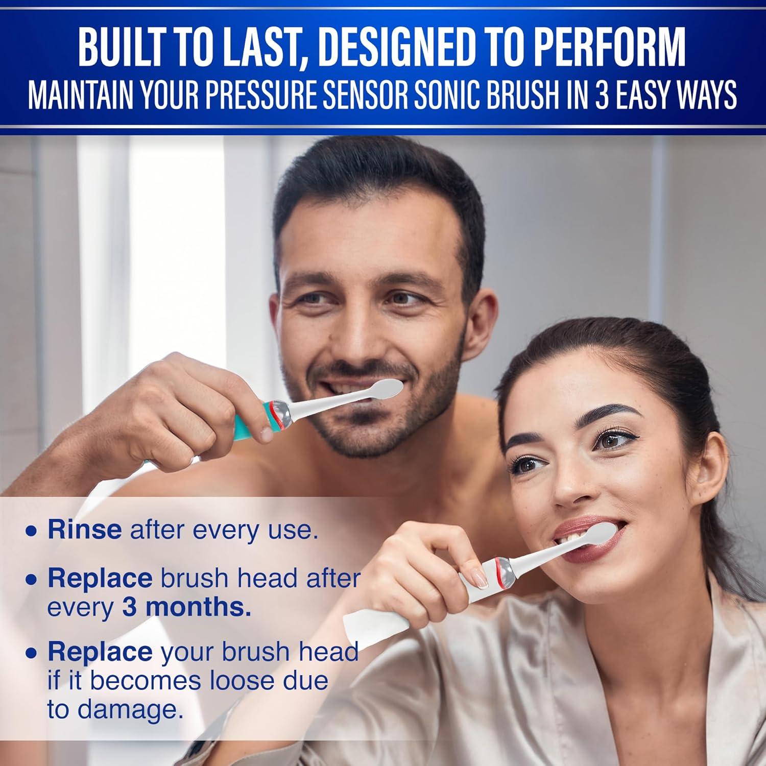 imageGuruNanda Essential Sonic Replacement Brush Heads Compatible with Pressure Sensor Sonic Toothbrush Handles Soft Bristles for Effective Cleaning Pack of 6