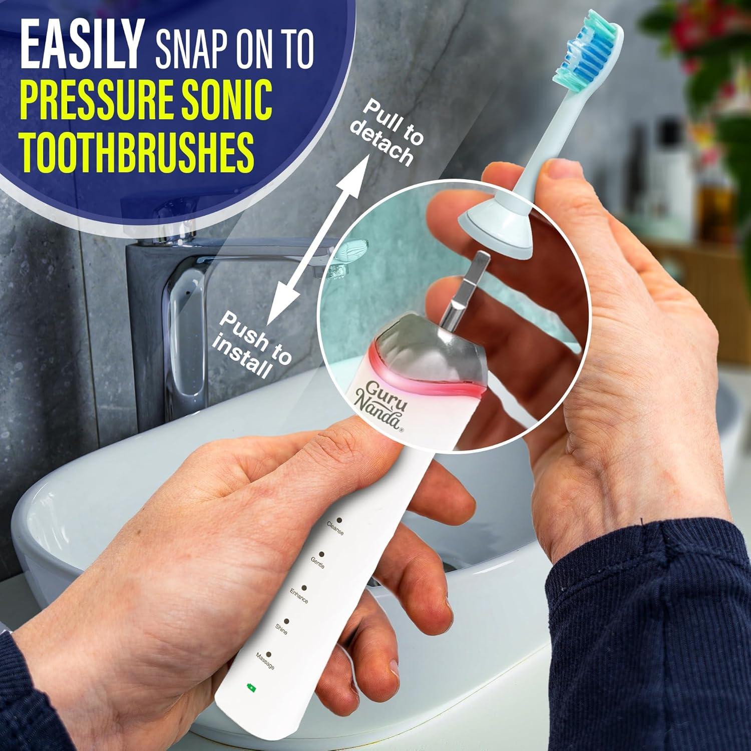 imageGuruNanda Essential Sonic Replacement Brush Heads Compatible with Pressure Sensor Sonic Toothbrush Handles Soft Bristles for Effective Cleaning Pack of 6