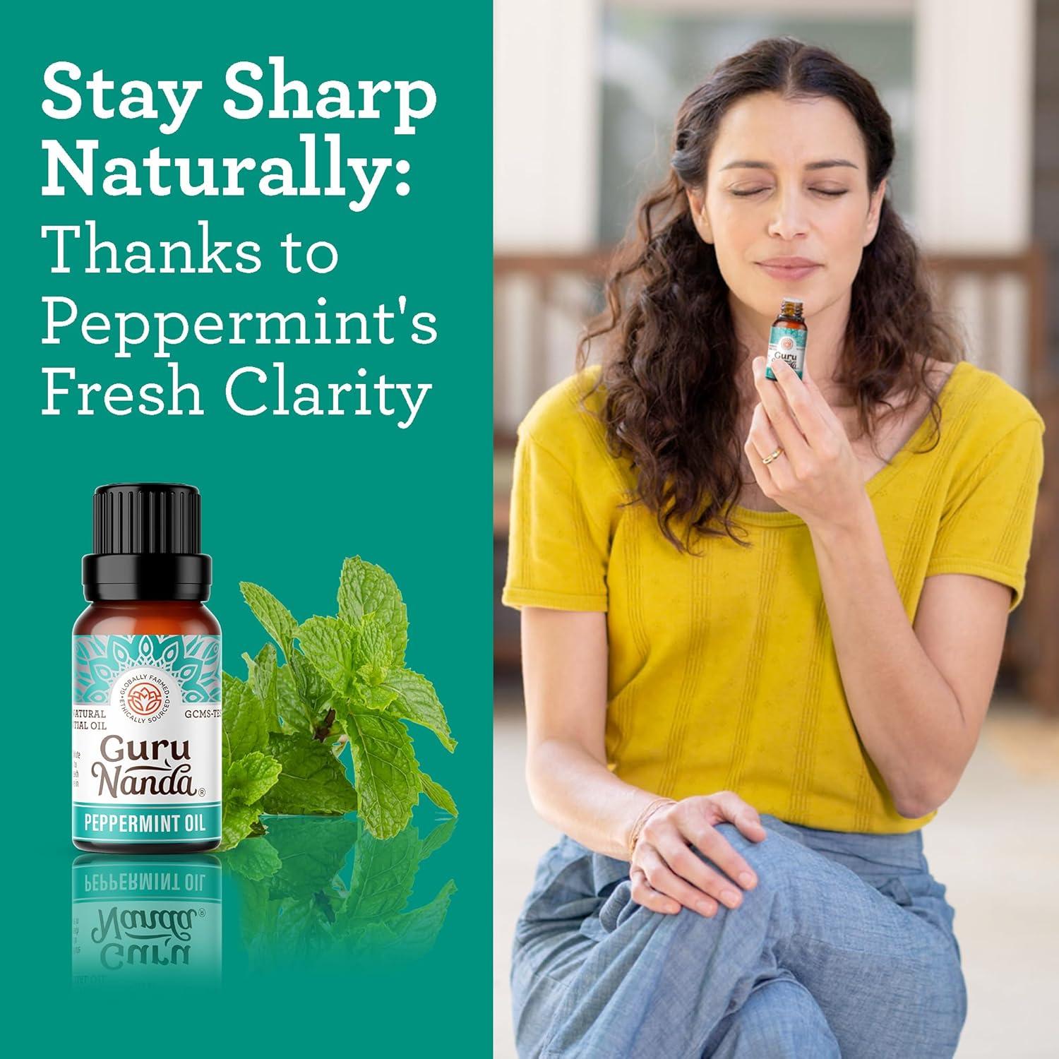 imageGuruNanda Eucalyptus Essential Oil 100 Pure Natural and Undiluted Aromatherapy Oil for Diffusers Enhances Your Breathing Space Perfect for Massages 2X05 Fl OzPeppermint