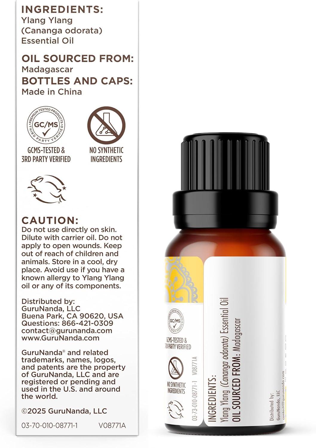 imageGuruNanda Eucalyptus Essential Oil 100 Pure Natural and Undiluted Aromatherapy Oil for Diffusers Enhances Your Breathing Space Perfect for Massages 2X05 Fl OzYlang Ylang