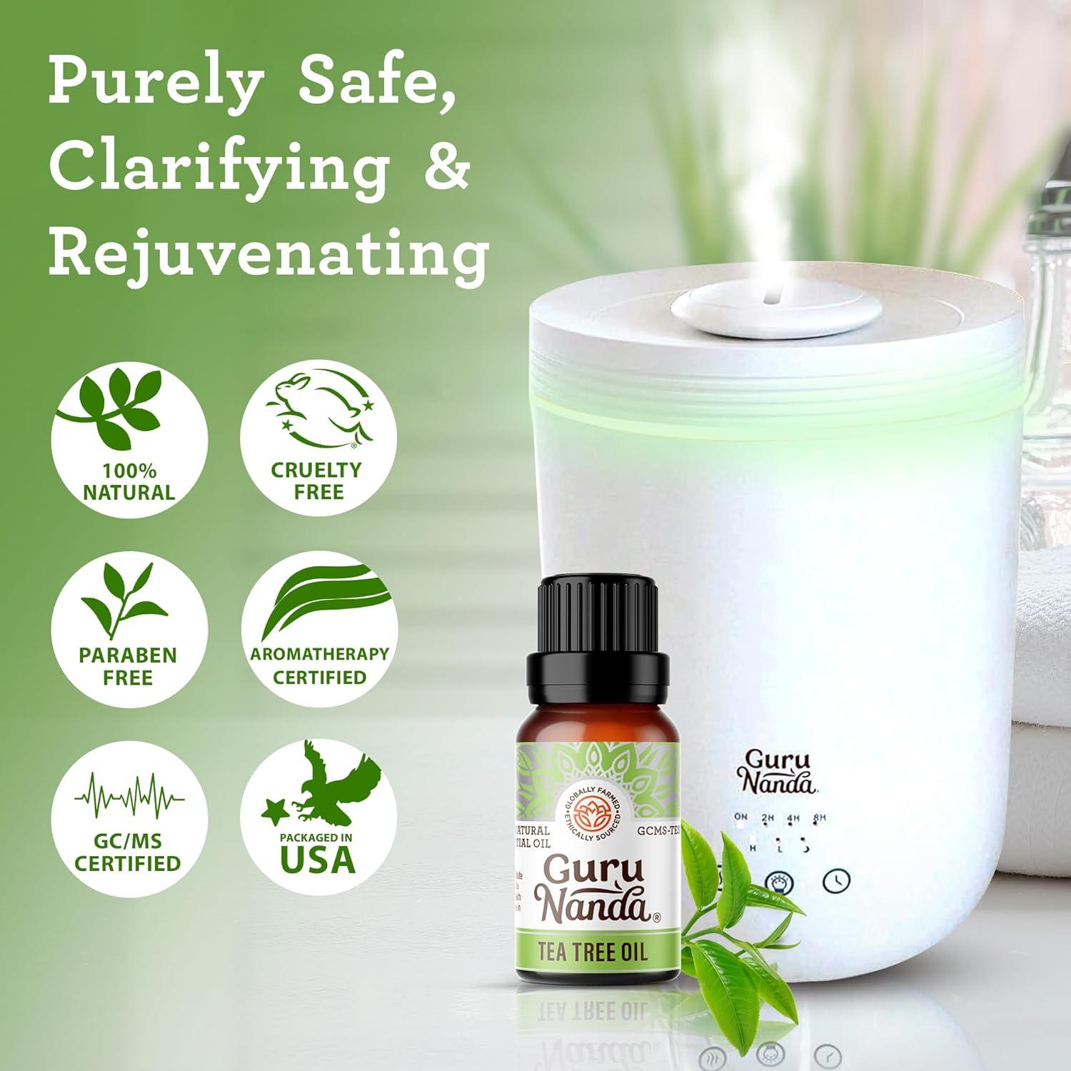 imageGuruNanda Eucalyptus Essential Oil 100 Pure Natural and Undiluted Aromatherapy Oil for Diffusers Enhances Your Breathing Space Perfect for Massages 2X05 Fl OzTea Tree