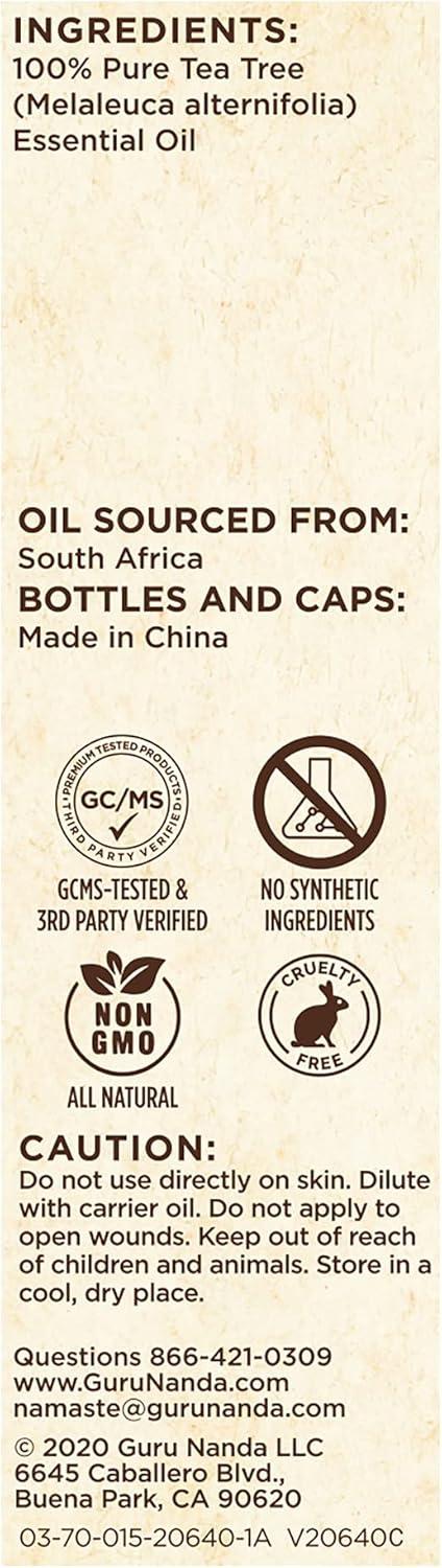 imageGuruNanda Eucalyptus Essential Oil 100 Pure Natural and Undiluted Aromatherapy Oil for Diffusers Enhances Your Breathing Space Perfect for Massages 2X05 Fl OzTea Tree