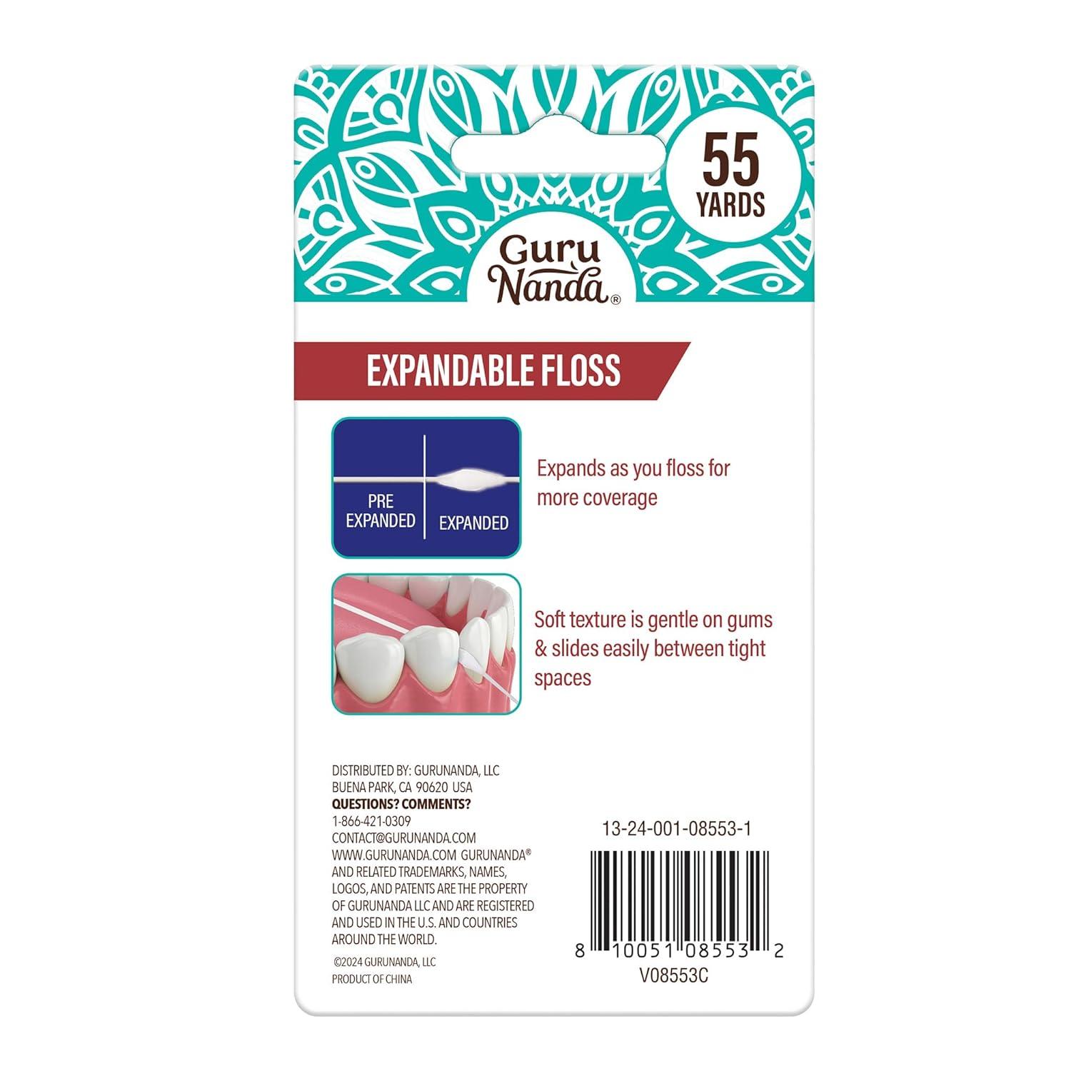 imageGuruNanda Expandable Waxed Dental Floss for Gentle Deep Cleaning Wide Teeth Flossing Peppermint Flavor 55 YardsCinnamon