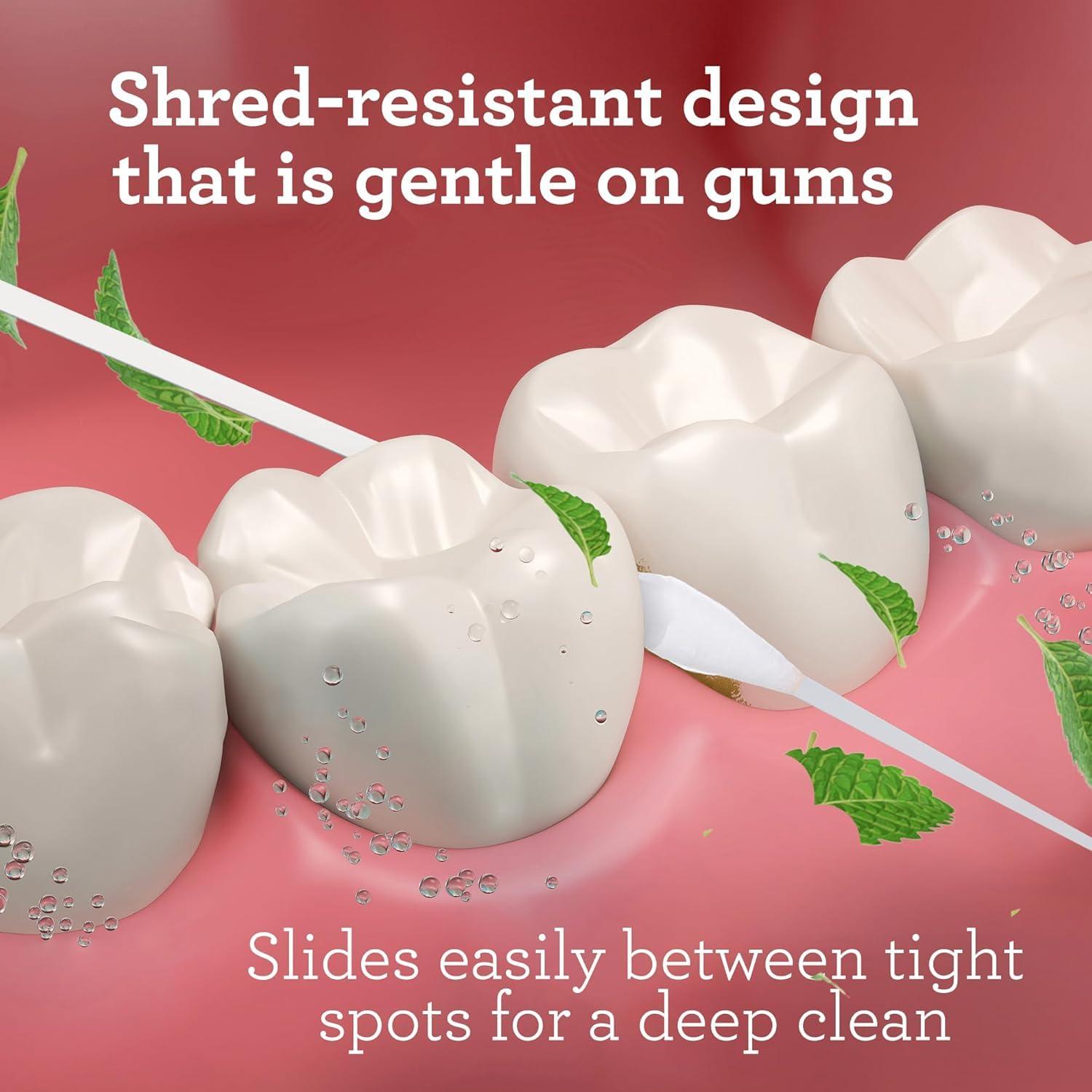 imageGuruNanda Expandable Waxed Dental Floss for Gentle Deep Cleaning Wide Teeth Flossing Peppermint Flavor 55 YardsPeppermint